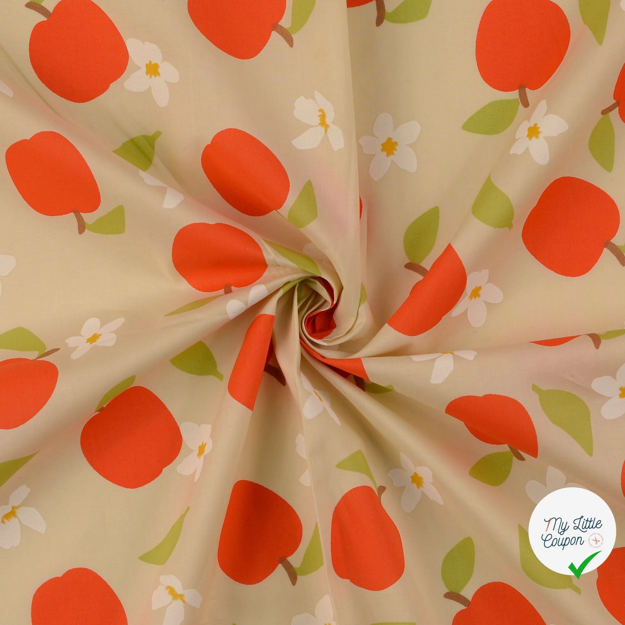POPELINE DE COTON POMMES JAUNE - My Little Coupon