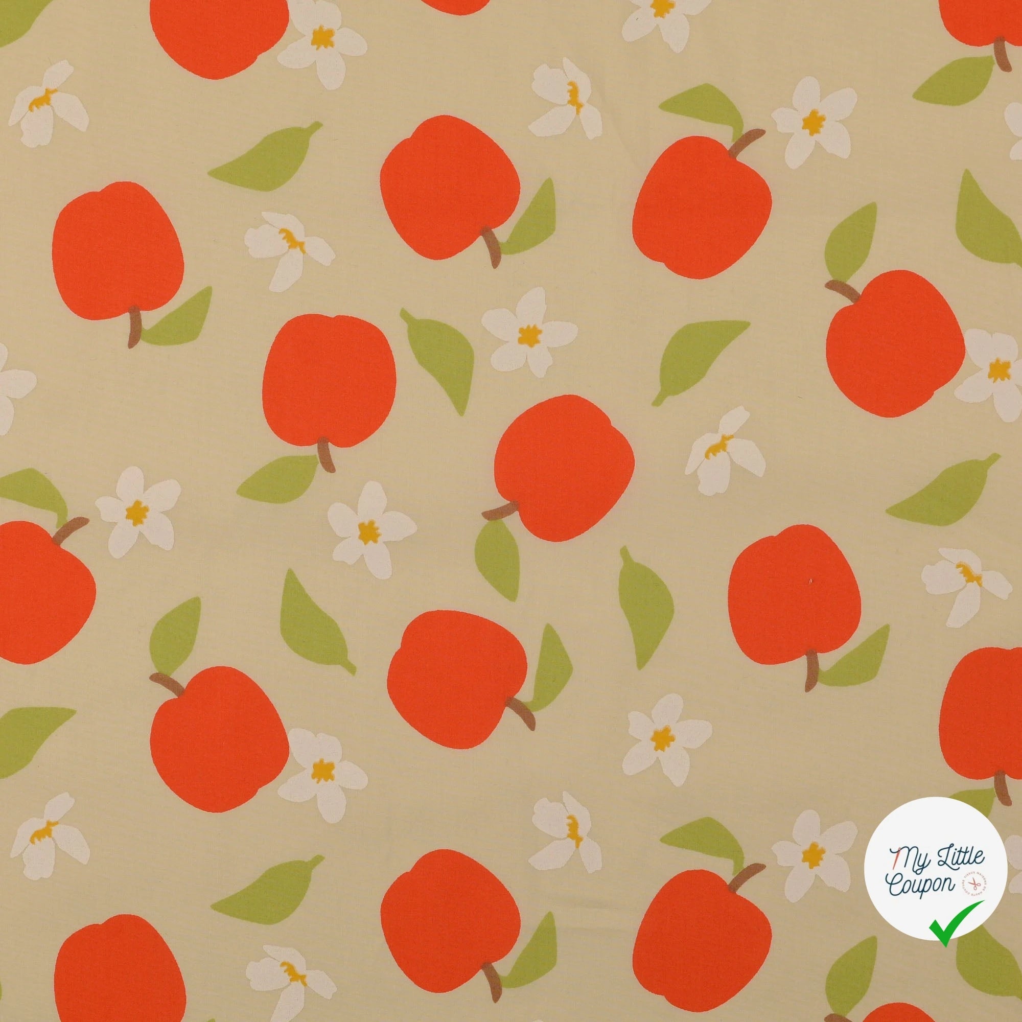 POPELINE DE COTON POMMES JAUNE - My Little Coupon