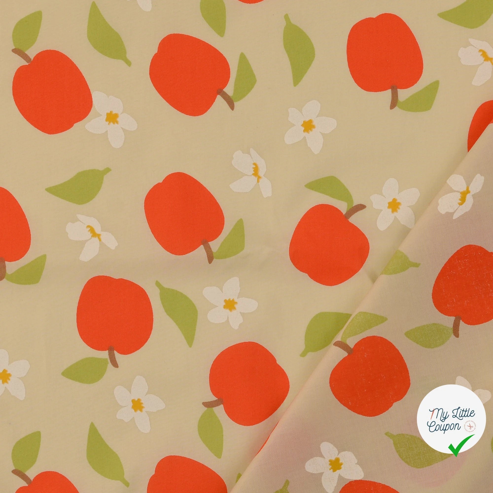 POPELINE DE COTON POMMES JAUNE - My Little Coupon