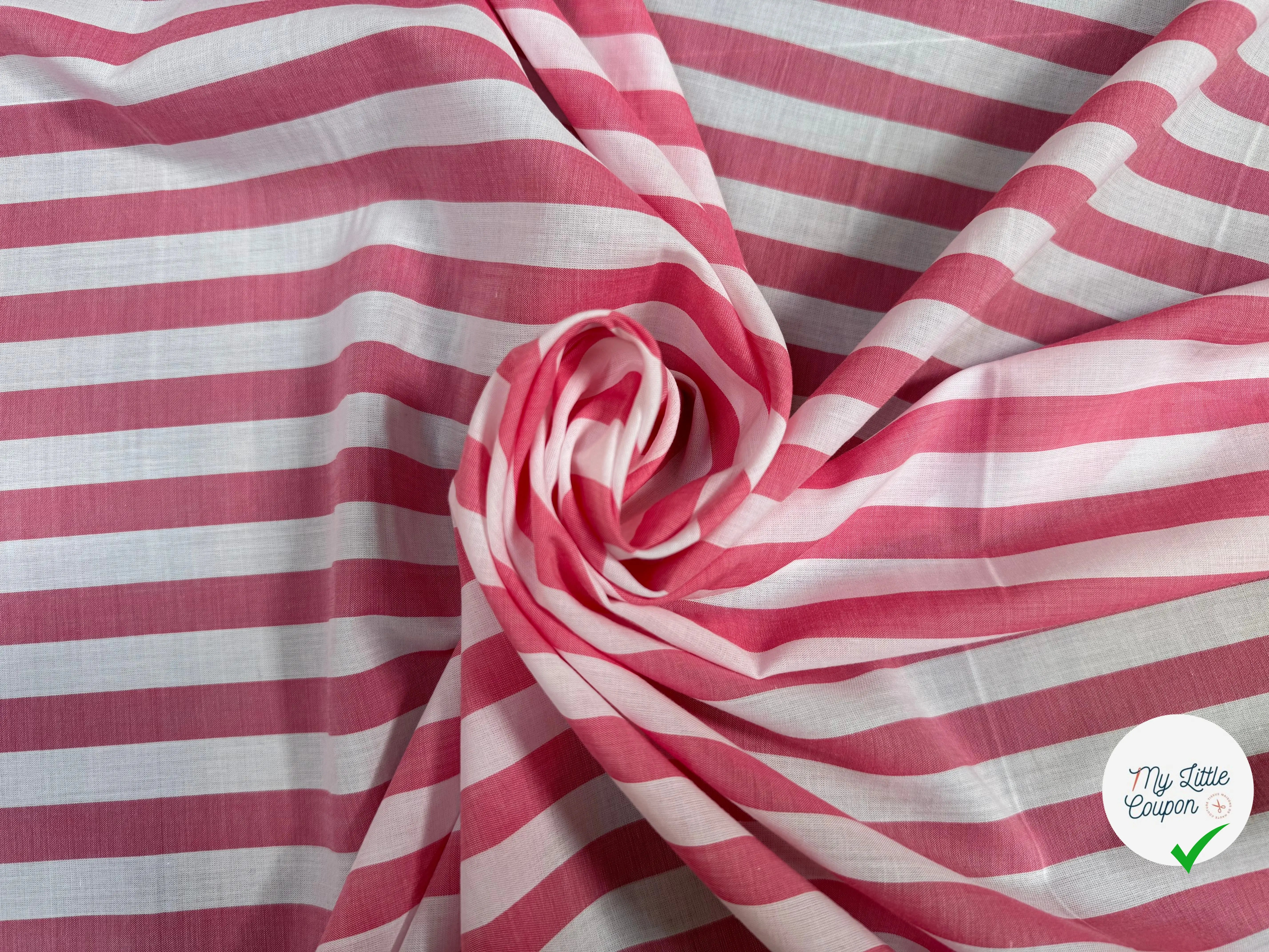 POPELINE DE COTON RAYURES ROUGES ET BLANCHES - My Little Coupon