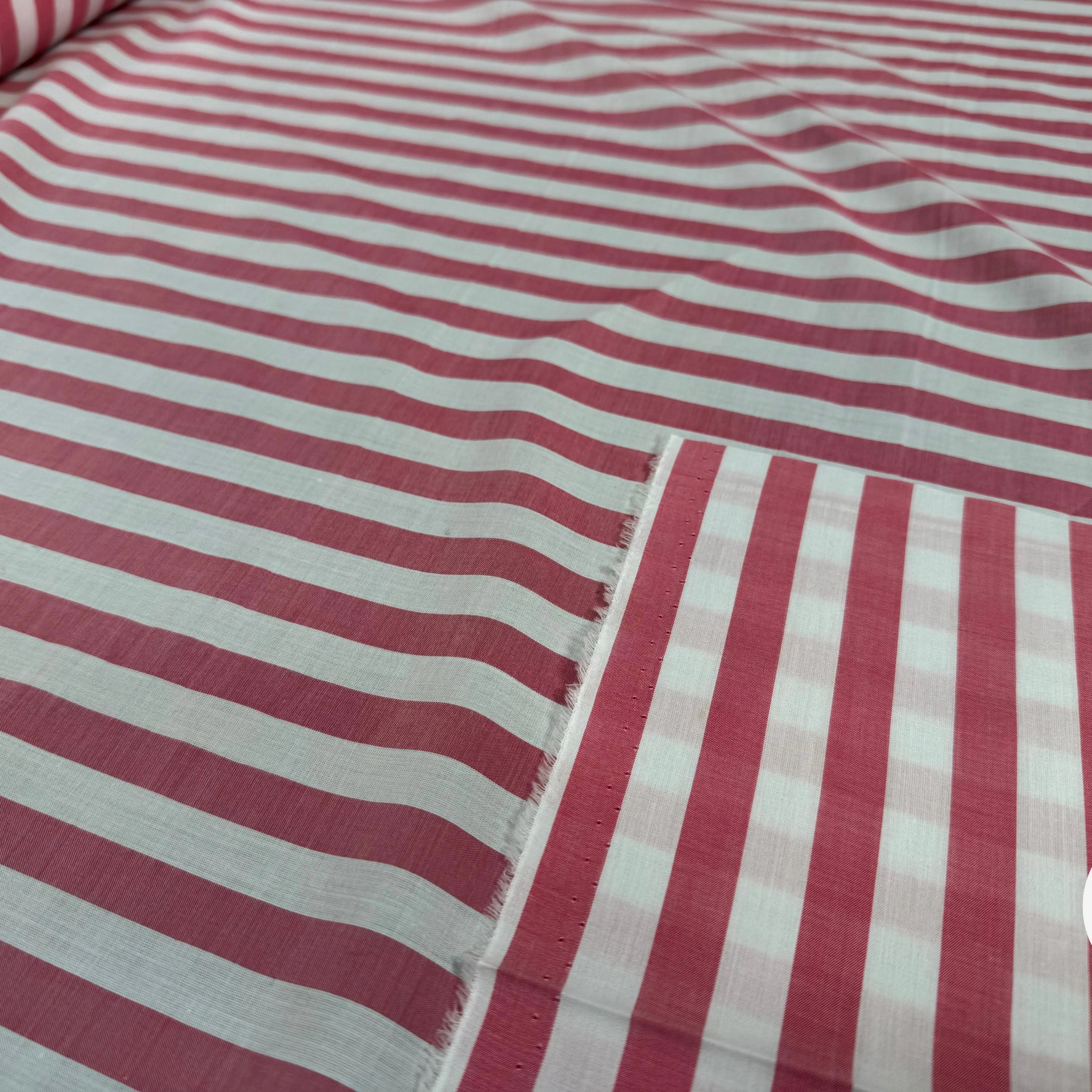 POPELINE DE COTON RAYURES ROUGES ET BLANCHES - My Little Coupon