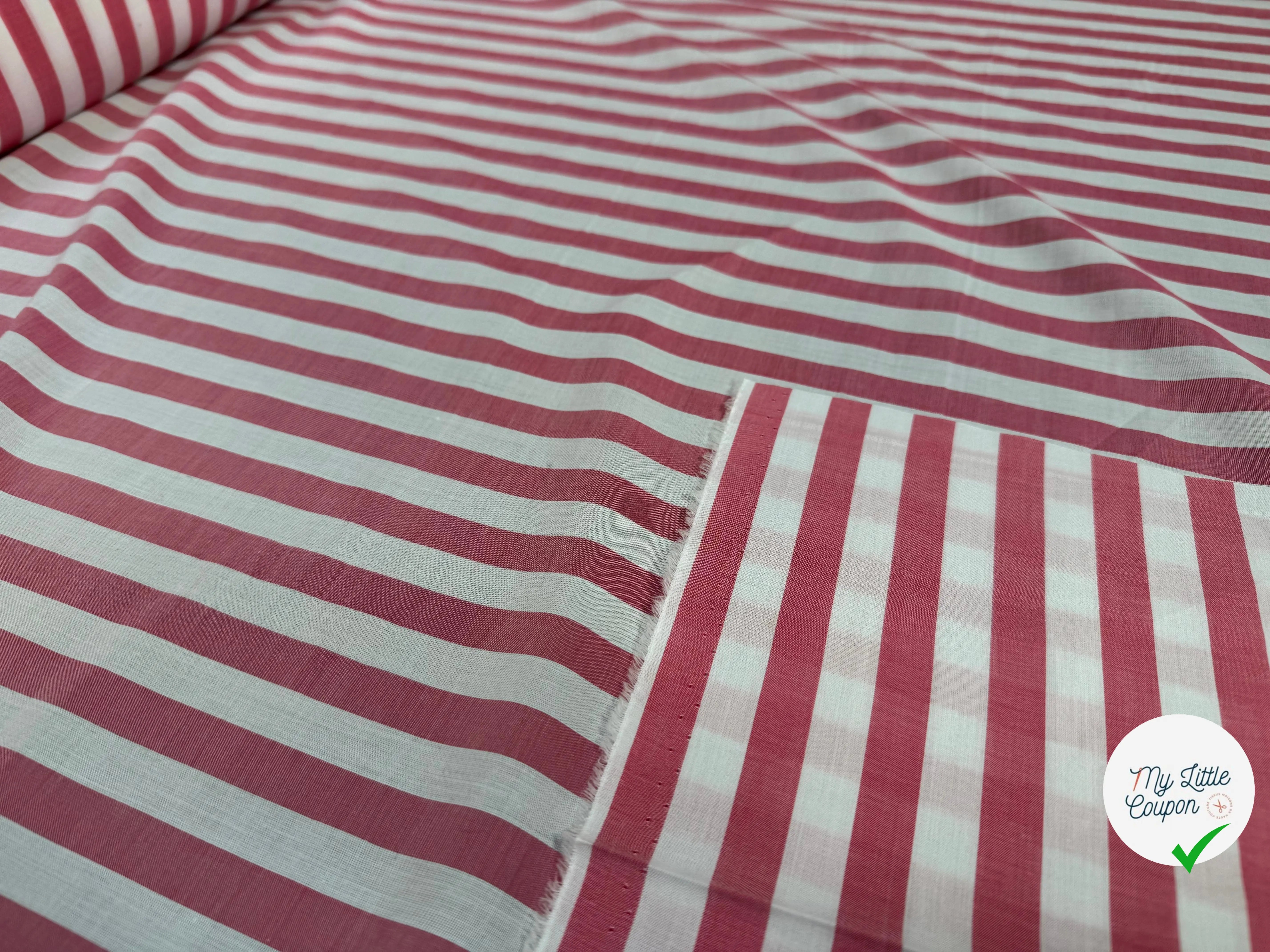 POPELINE DE COTON RAYURES ROUGES ET BLANCHES - My Little Coupon