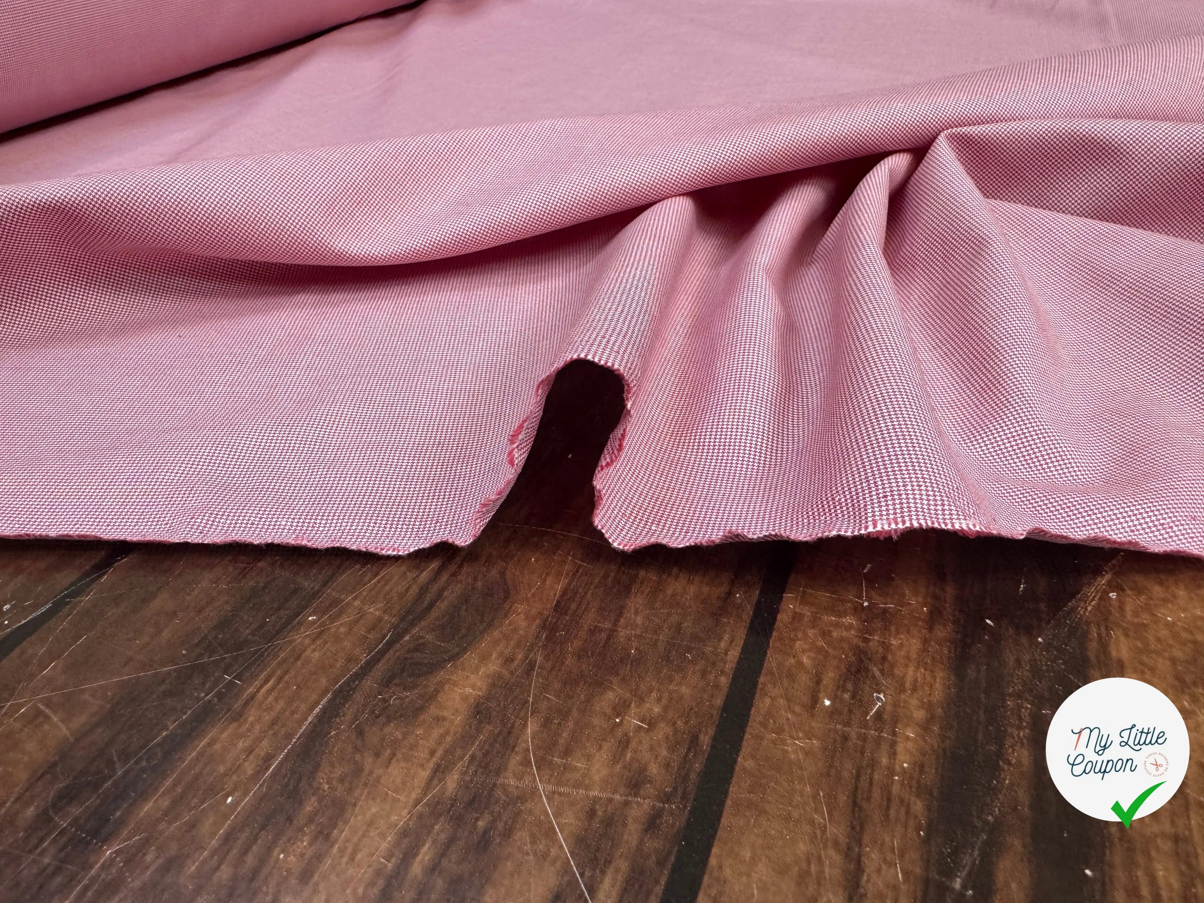 POPELINE DE COTON ROUGE ET BLANC PETITS PIEDS DE POULE - My Little Coupon