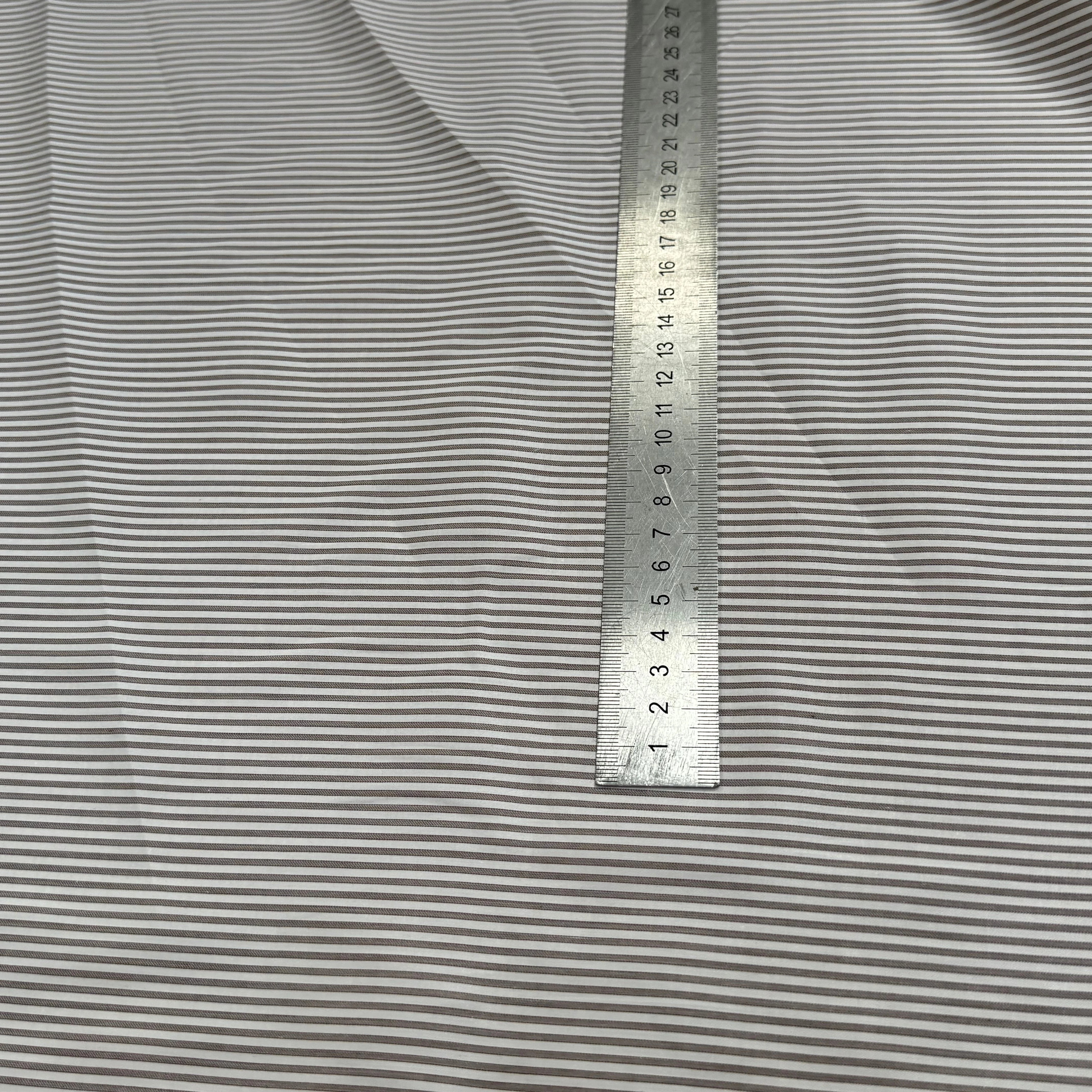POPELINE DE COTON SATINÉ RAYURES GRIS BLANC 1% ÉLASTHANNE - My Little Coupon