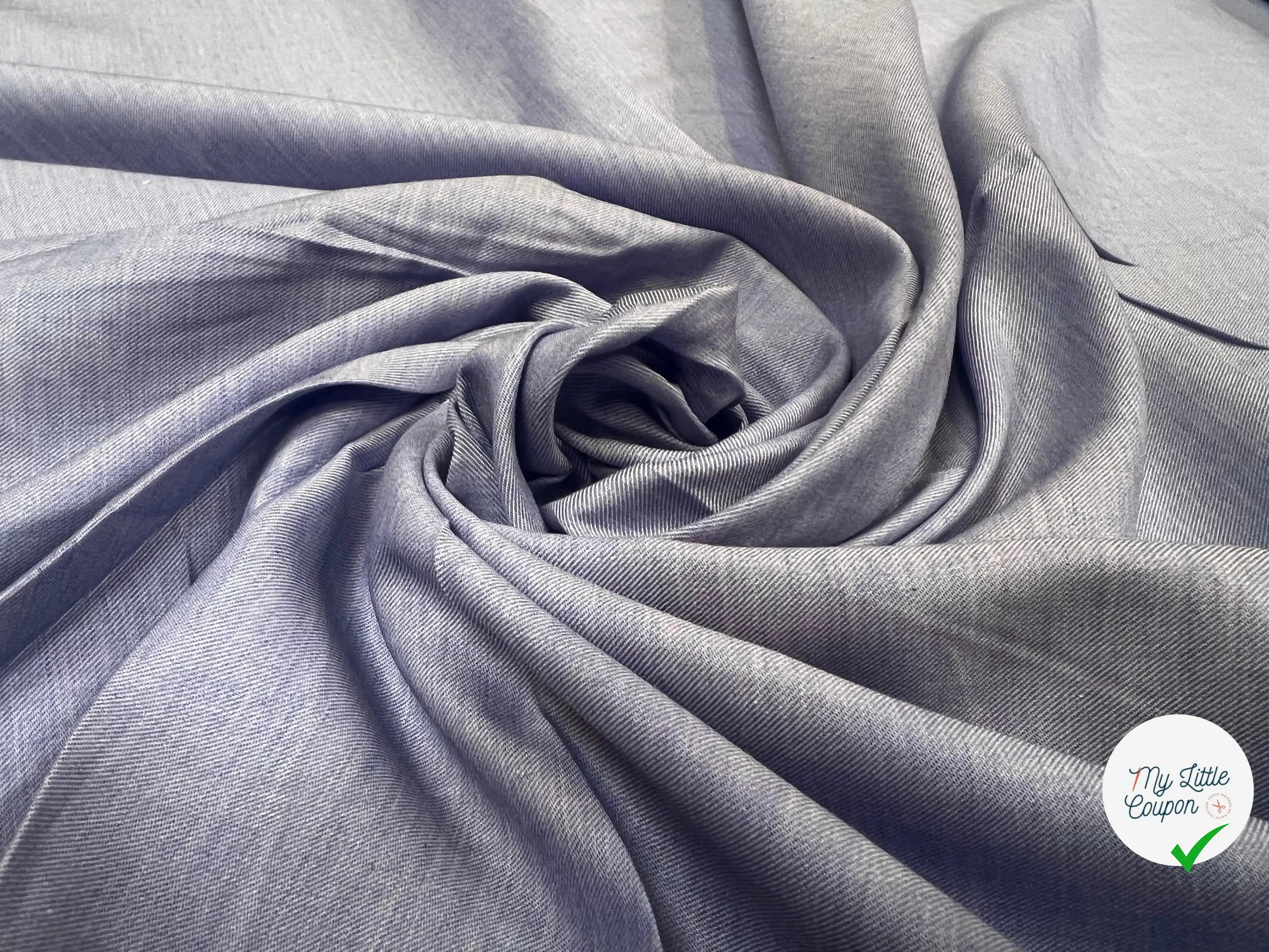 POPELINE DE COTON SERGÉE BLEU - My Little Coupon