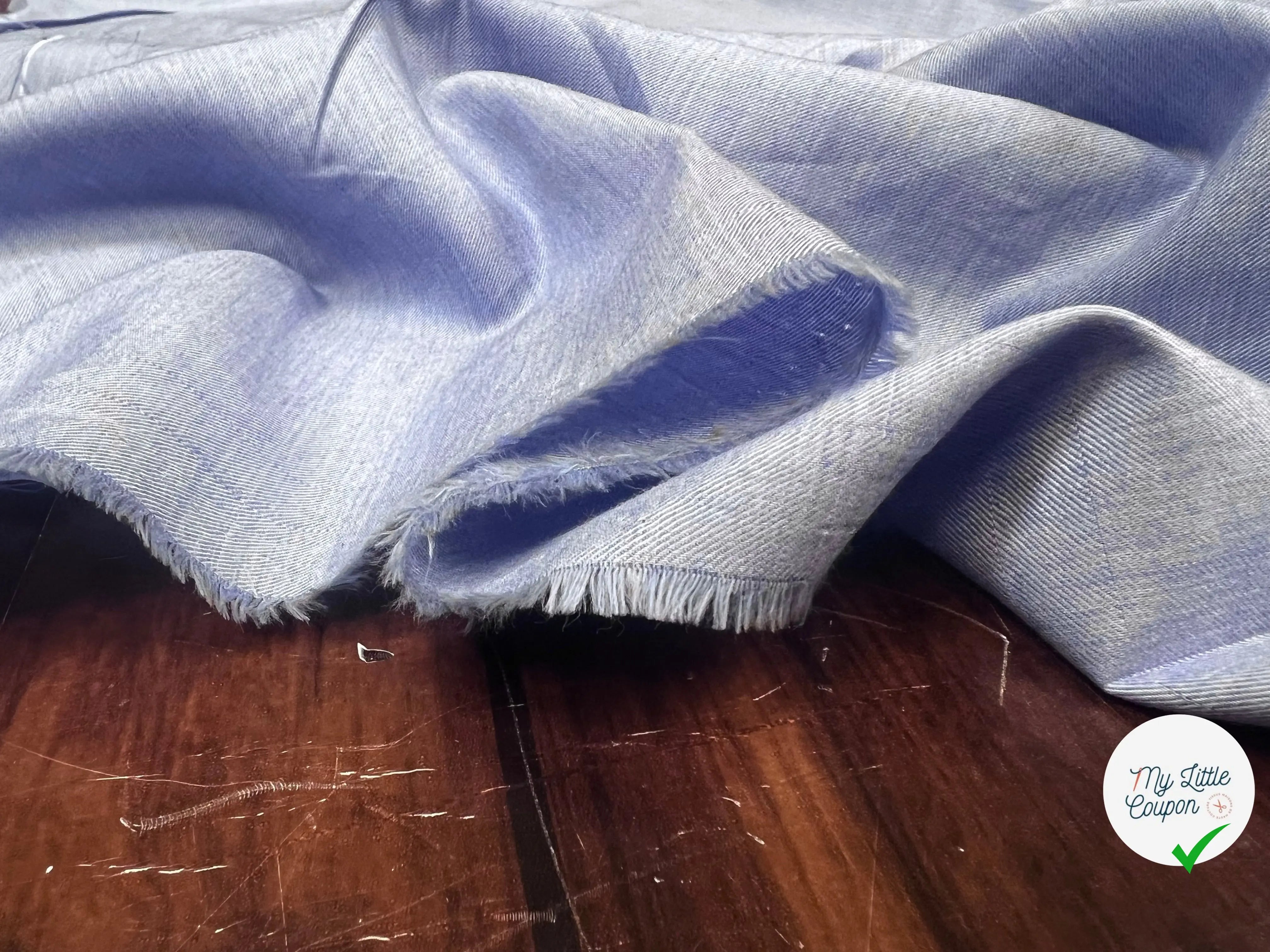 POPELINE DE COTON SERGÉE BLEU - My Little Coupon