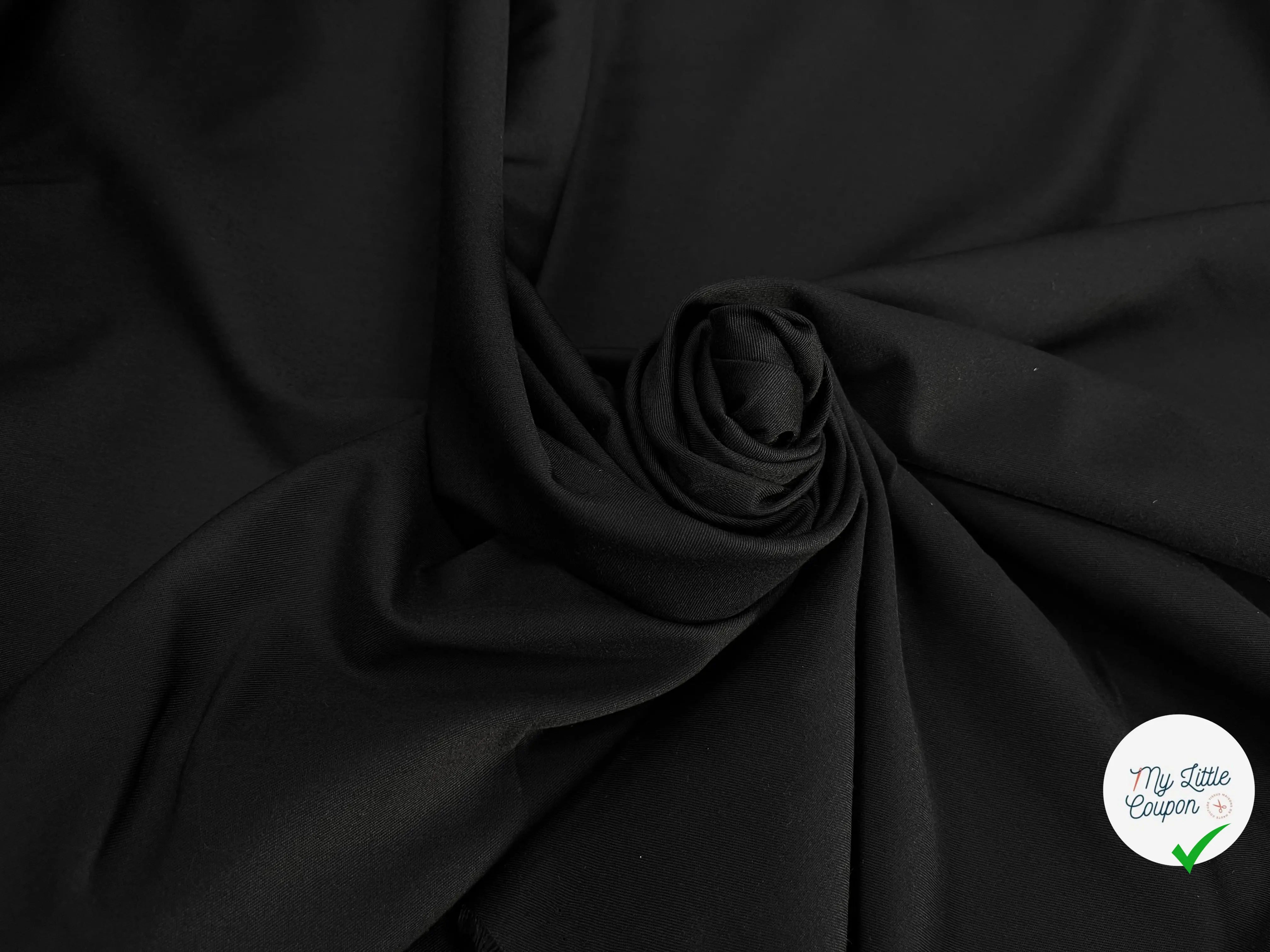 POPELINE DE COTON SERGÉE NOIR - My Little Coupon