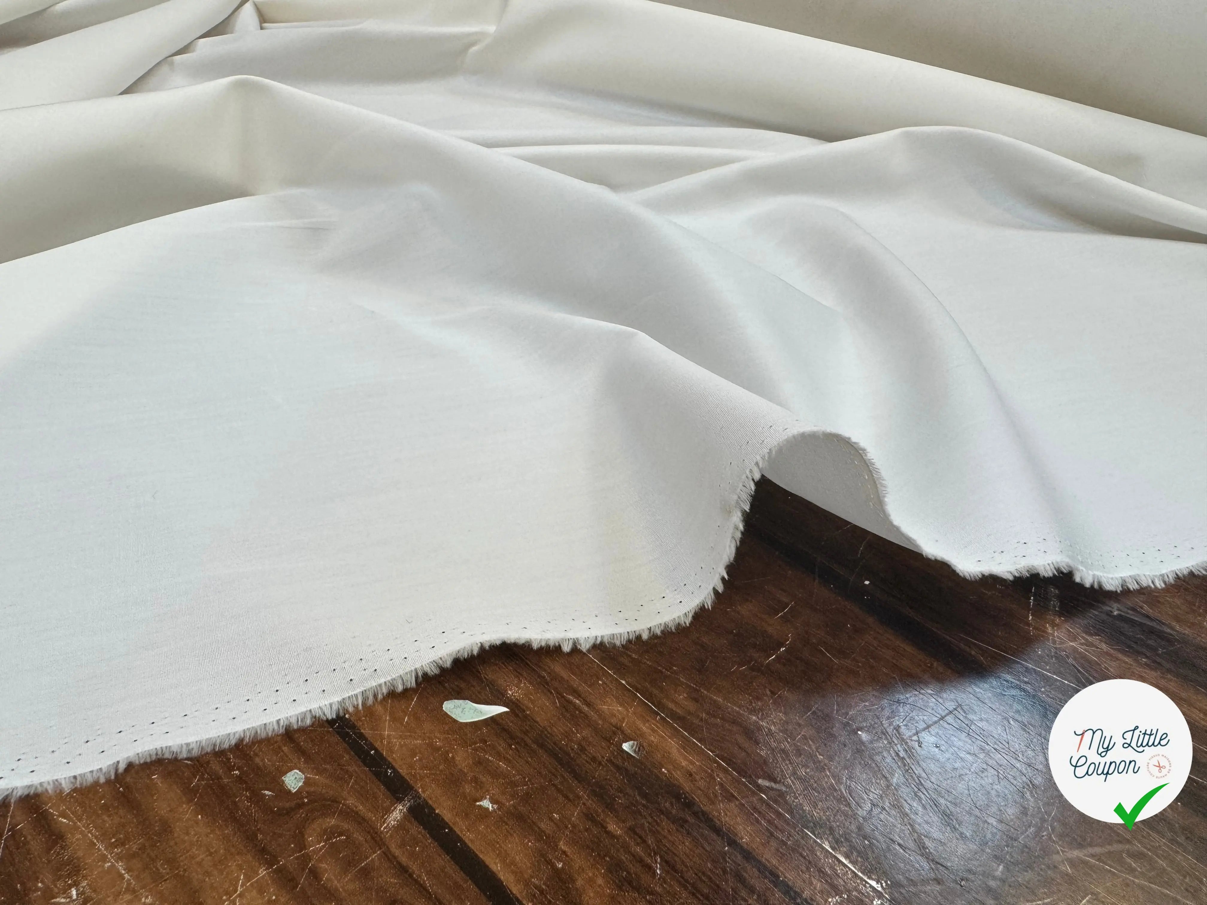 POPELINE DE COTON SIMPLE MILKY WHITE TRANSPARENTE - My Little Coupon