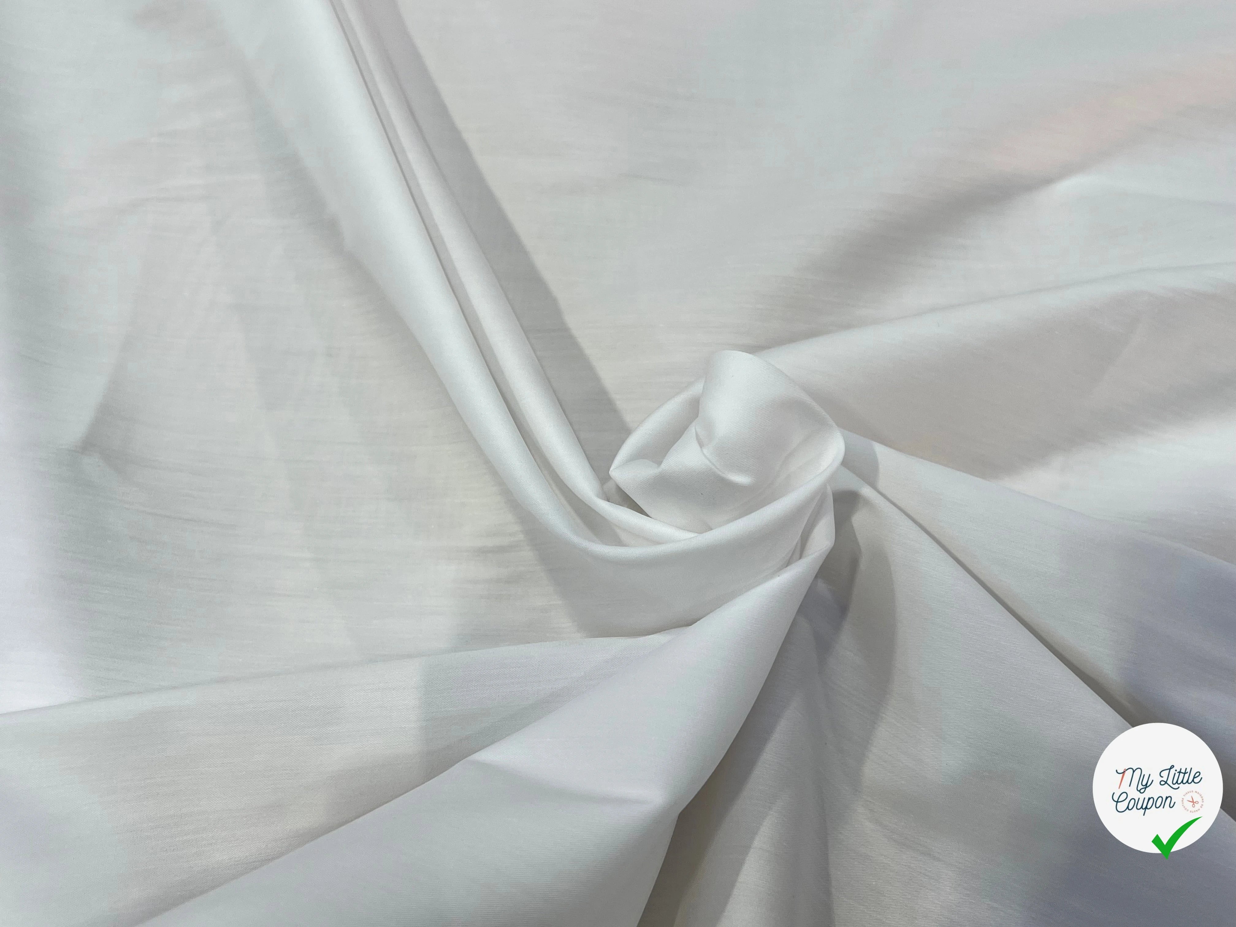 POPELINE DE COTON STRETCH BLANC 97% COTON - My Little Coupon