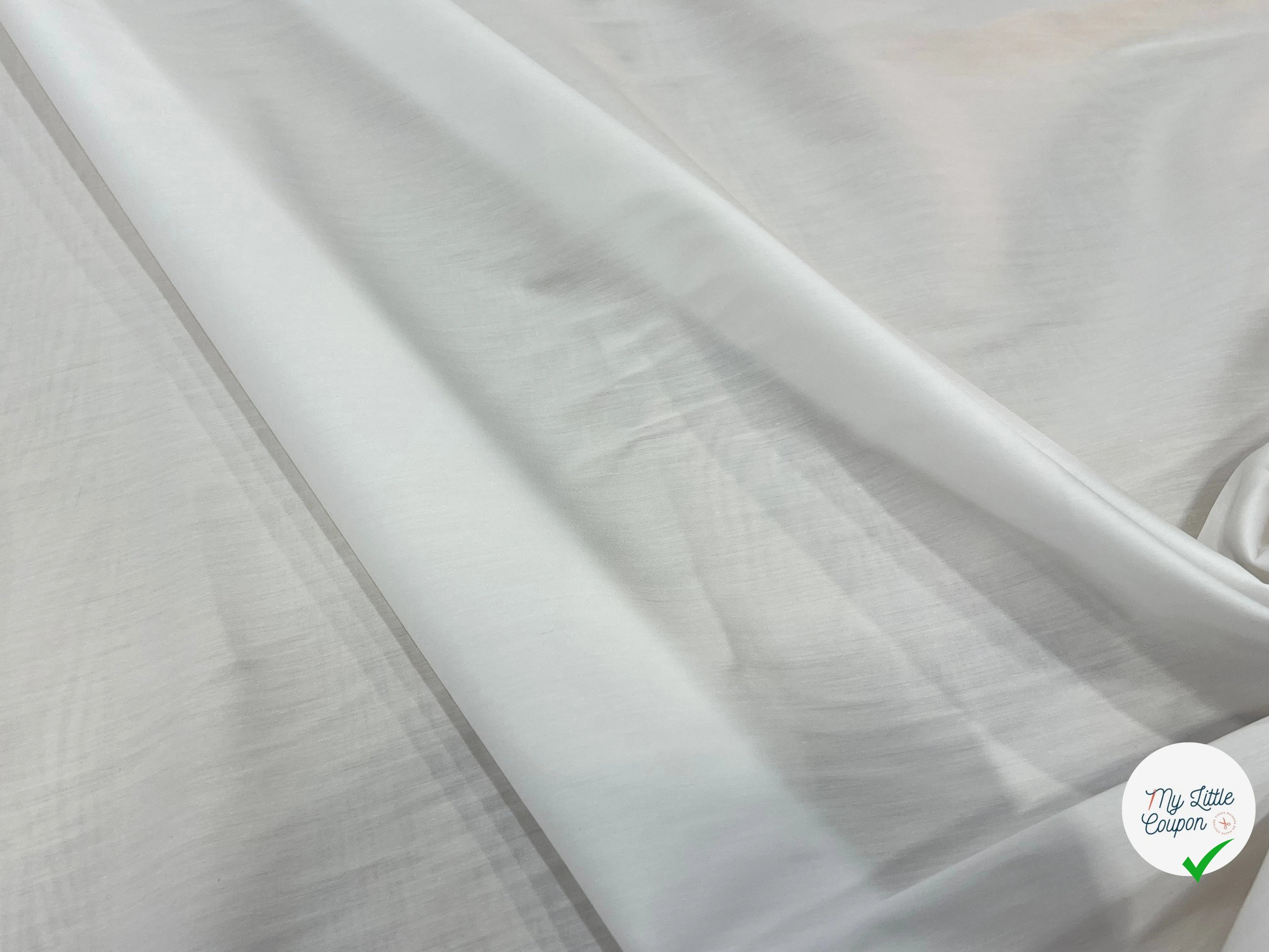 POPELINE DE COTON STRETCH BLANC 97% COTON - My Little Coupon