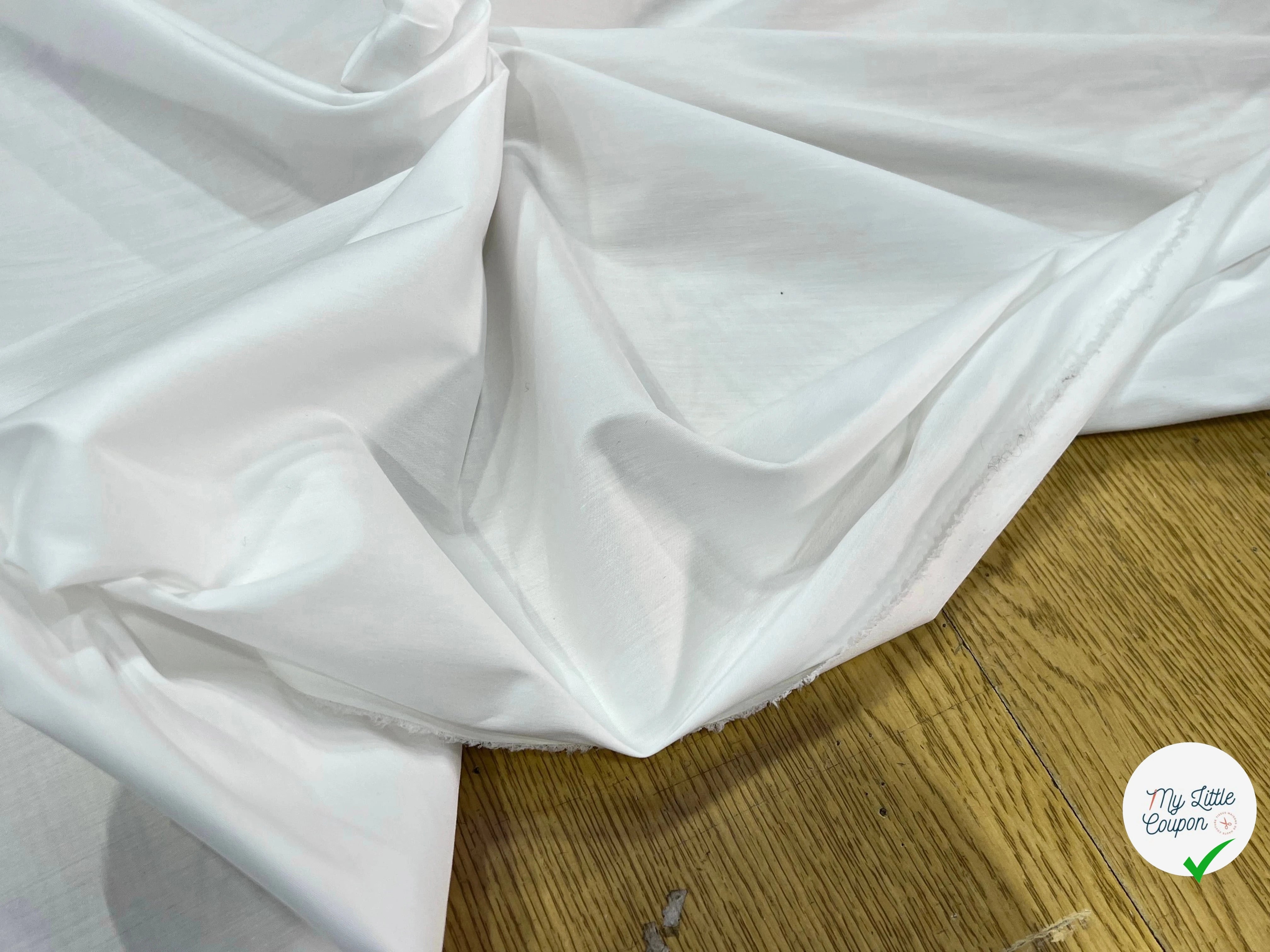 POPELINE DE COTON STRETCH BLANC 97% COTON - My Little Coupon