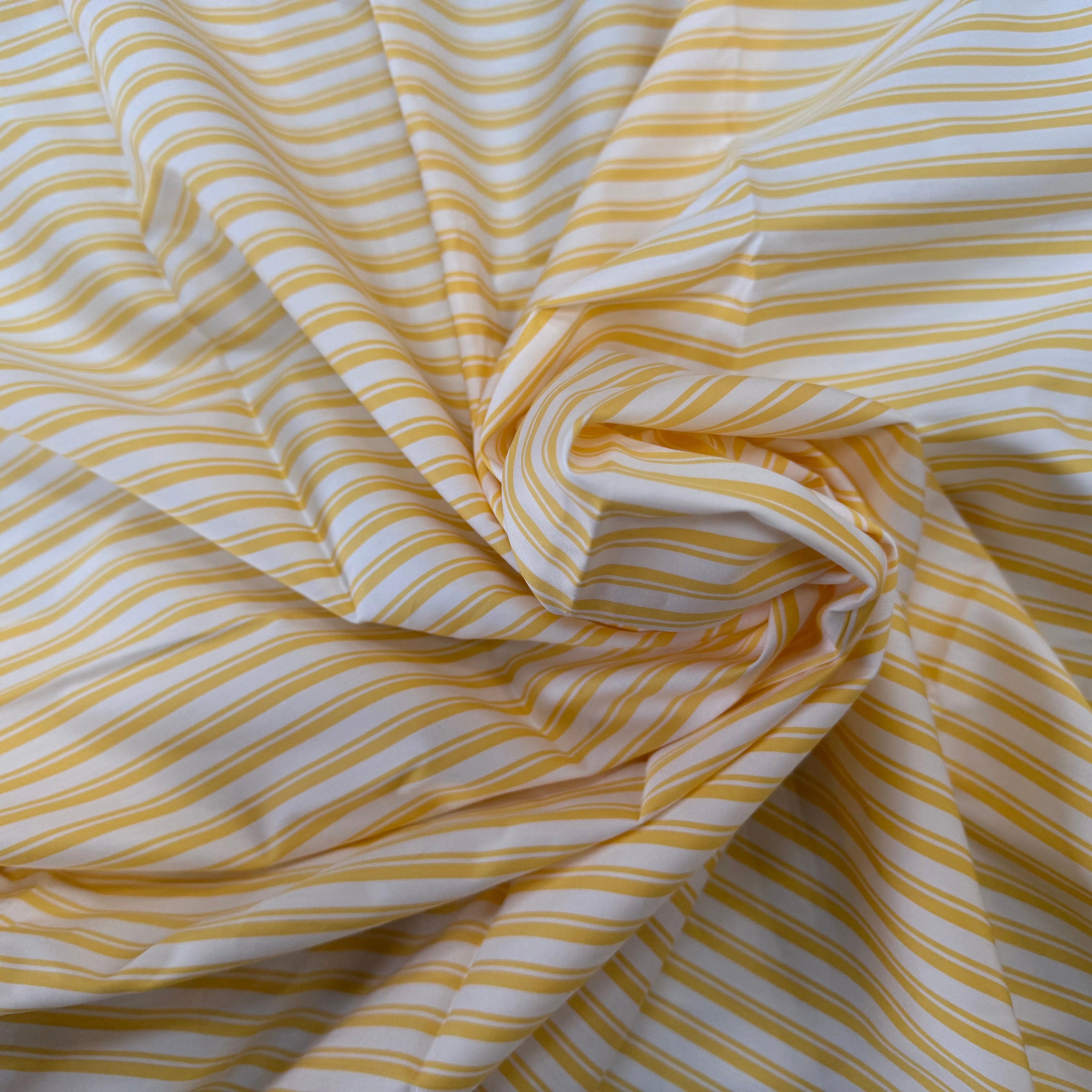 POPELINE DE COTON THOMAS-MASON À RAYURES JAUNES - My Little Coupon