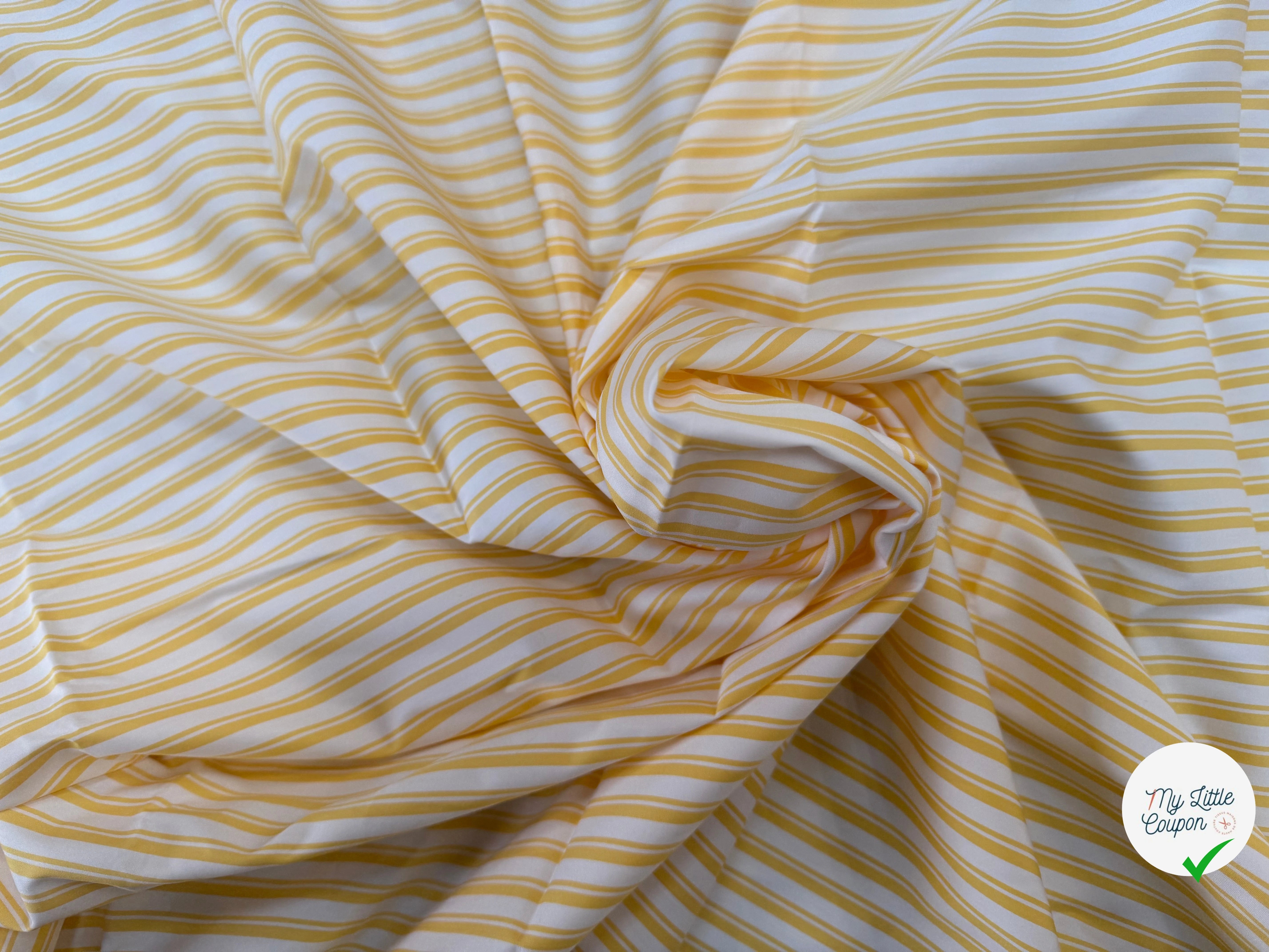 POPELINE DE COTON THOMAS-MASON À RAYURES JAUNES - My Little Coupon