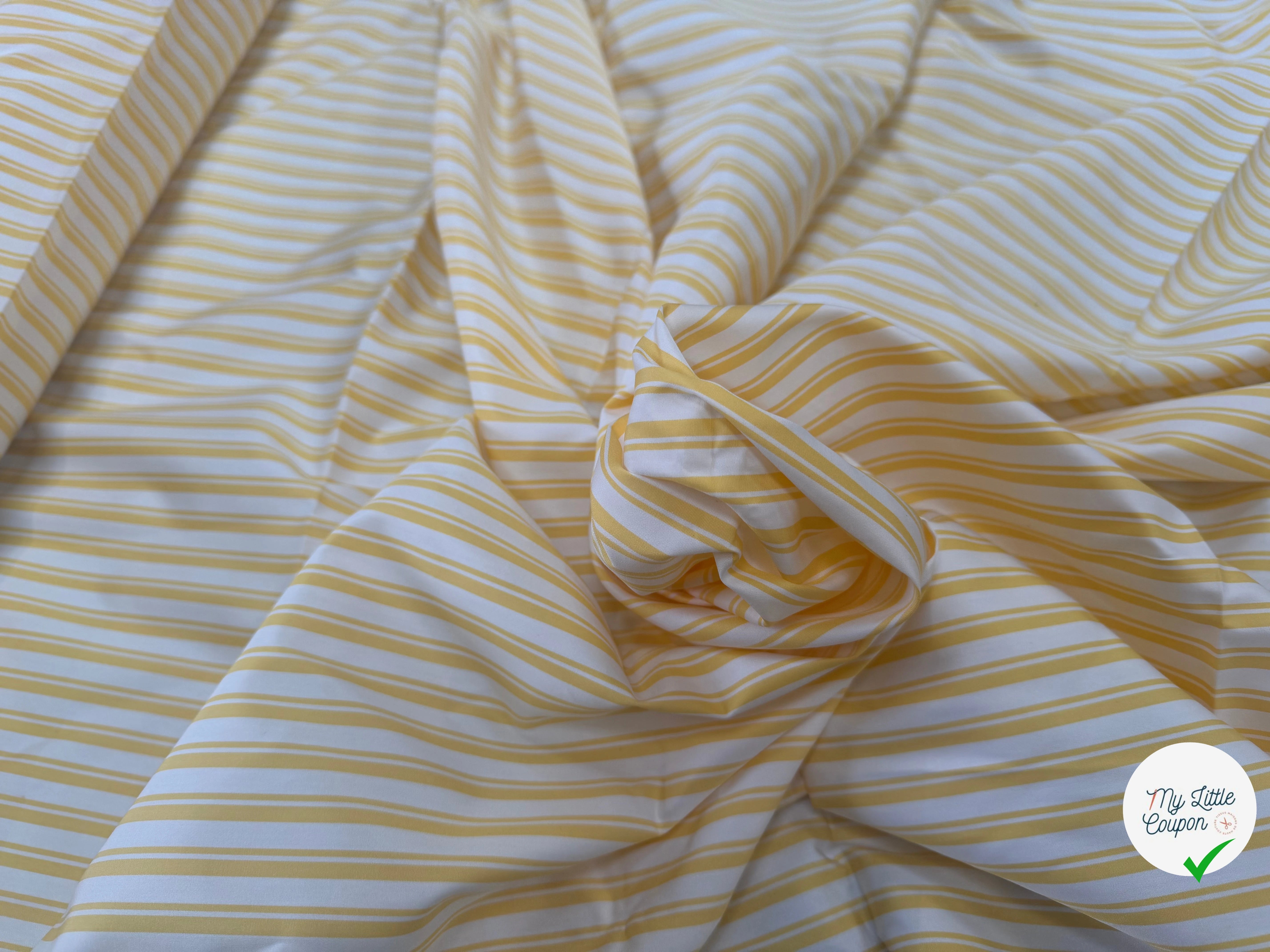 POPELINE DE COTON THOMAS-MASON À RAYURES JAUNES - My Little Coupon