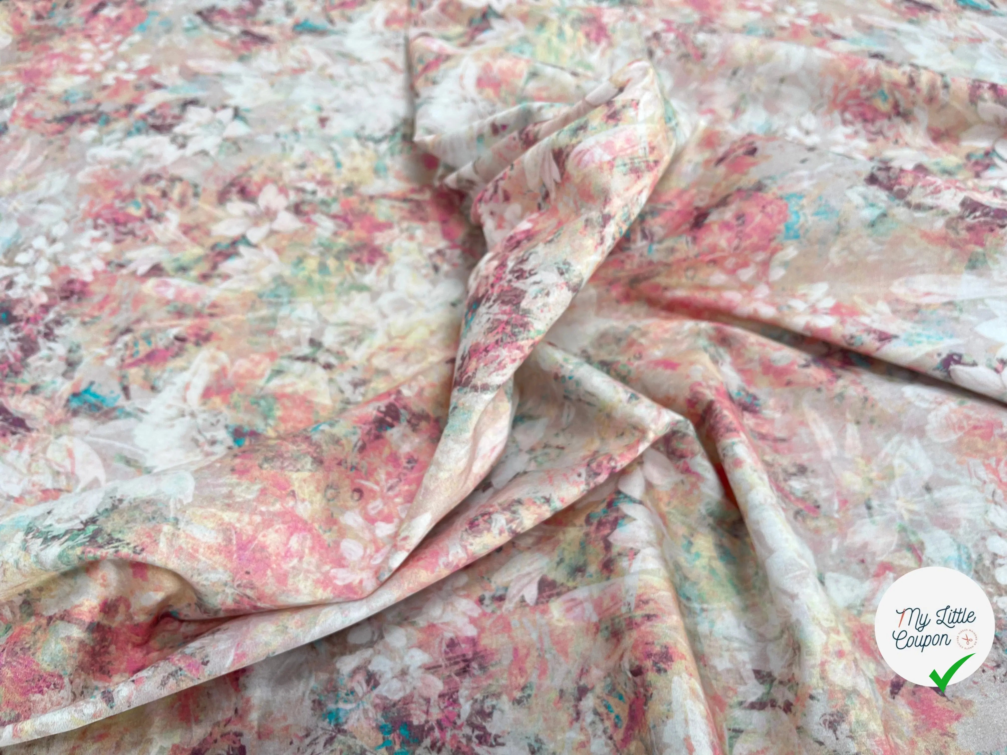 POPELINE DE COTON TIE & DYE ROSE - My Little Coupon