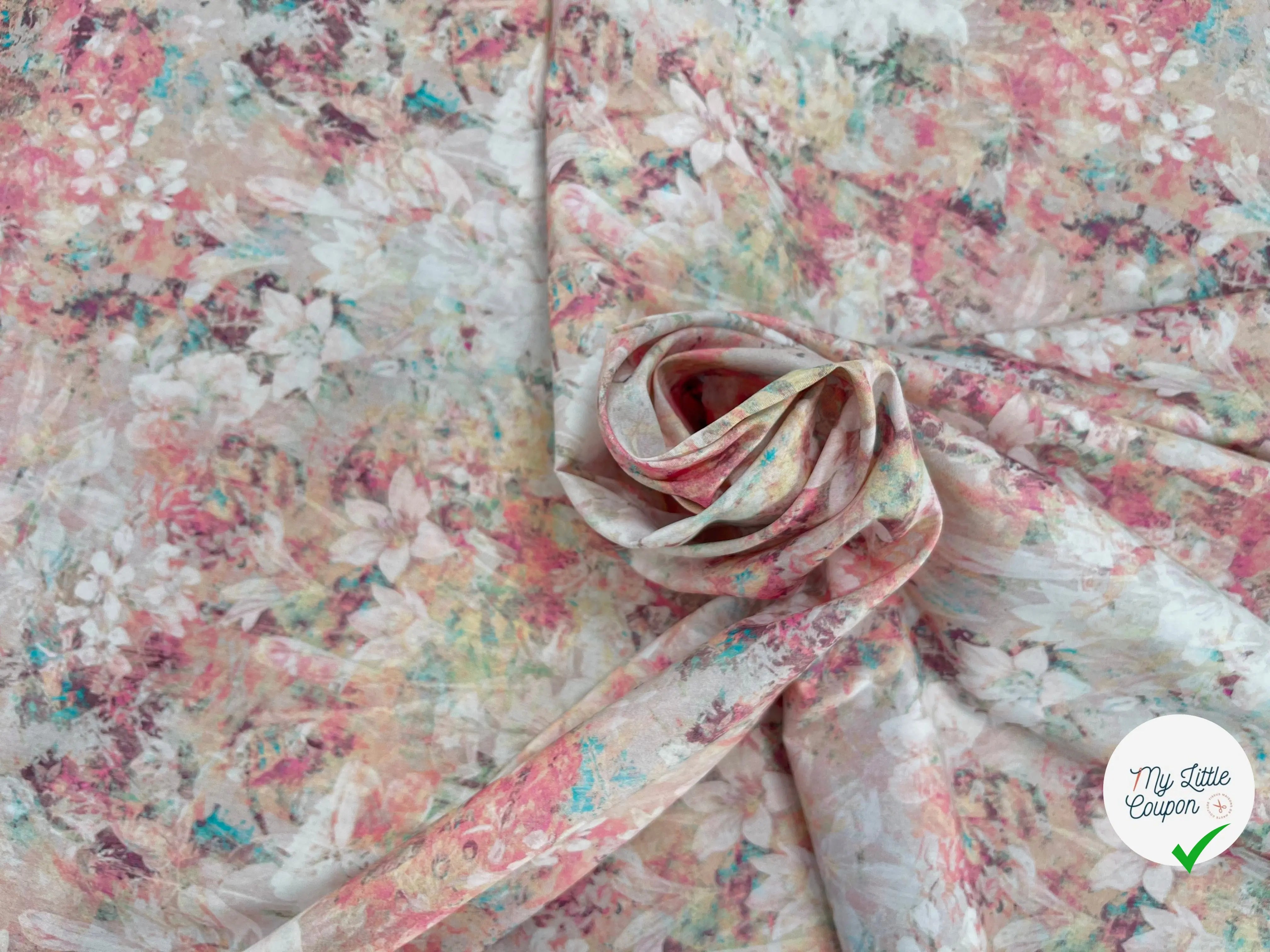 POPELINE DE COTON TIE & DYE ROSE - My Little Coupon