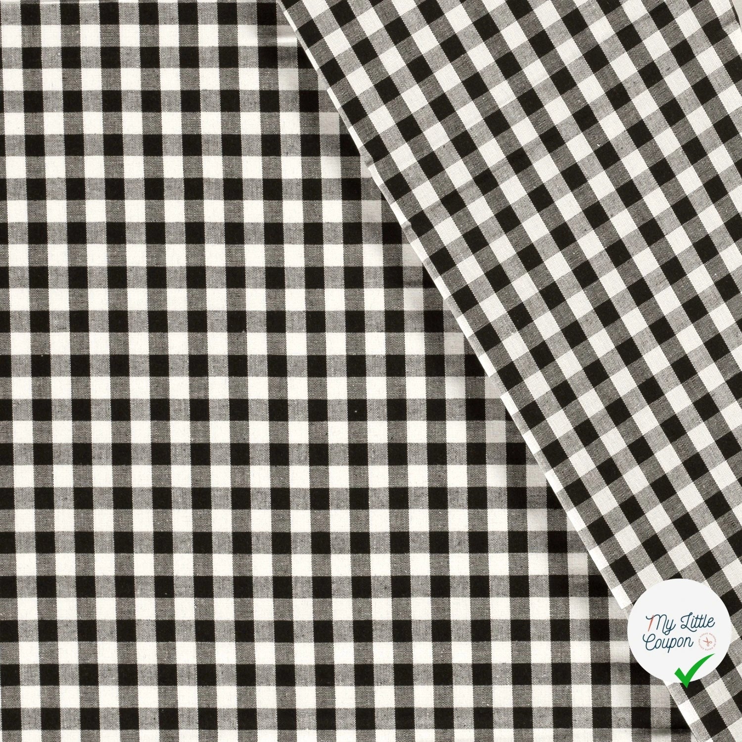 POPELINE DE COTON TISSU FIL TEINT CARREAUX NOIR - My Little Coupon