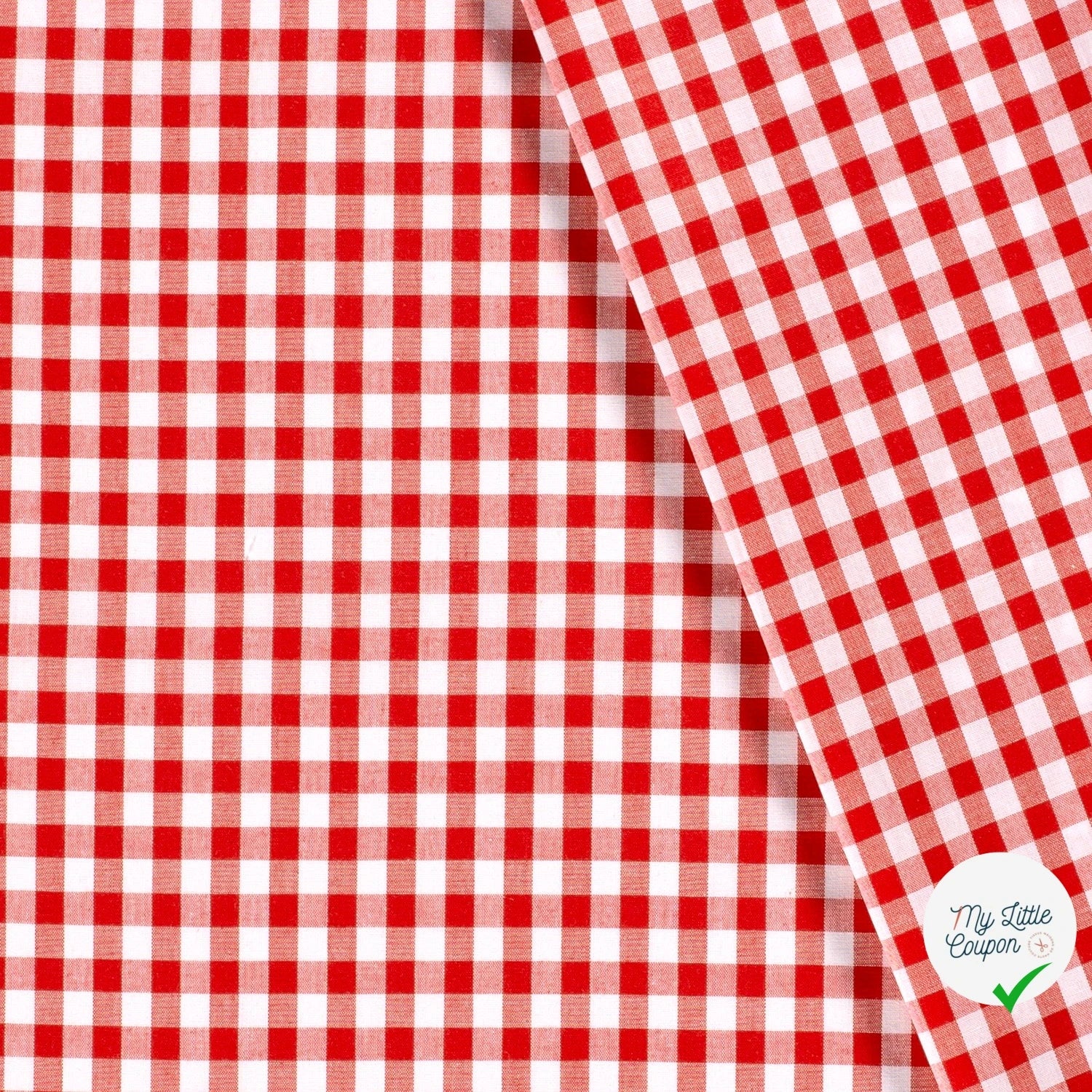 POPELINE DE COTON TISSU FIL TEINT CARREAUX ROUGE - My Little Coupon