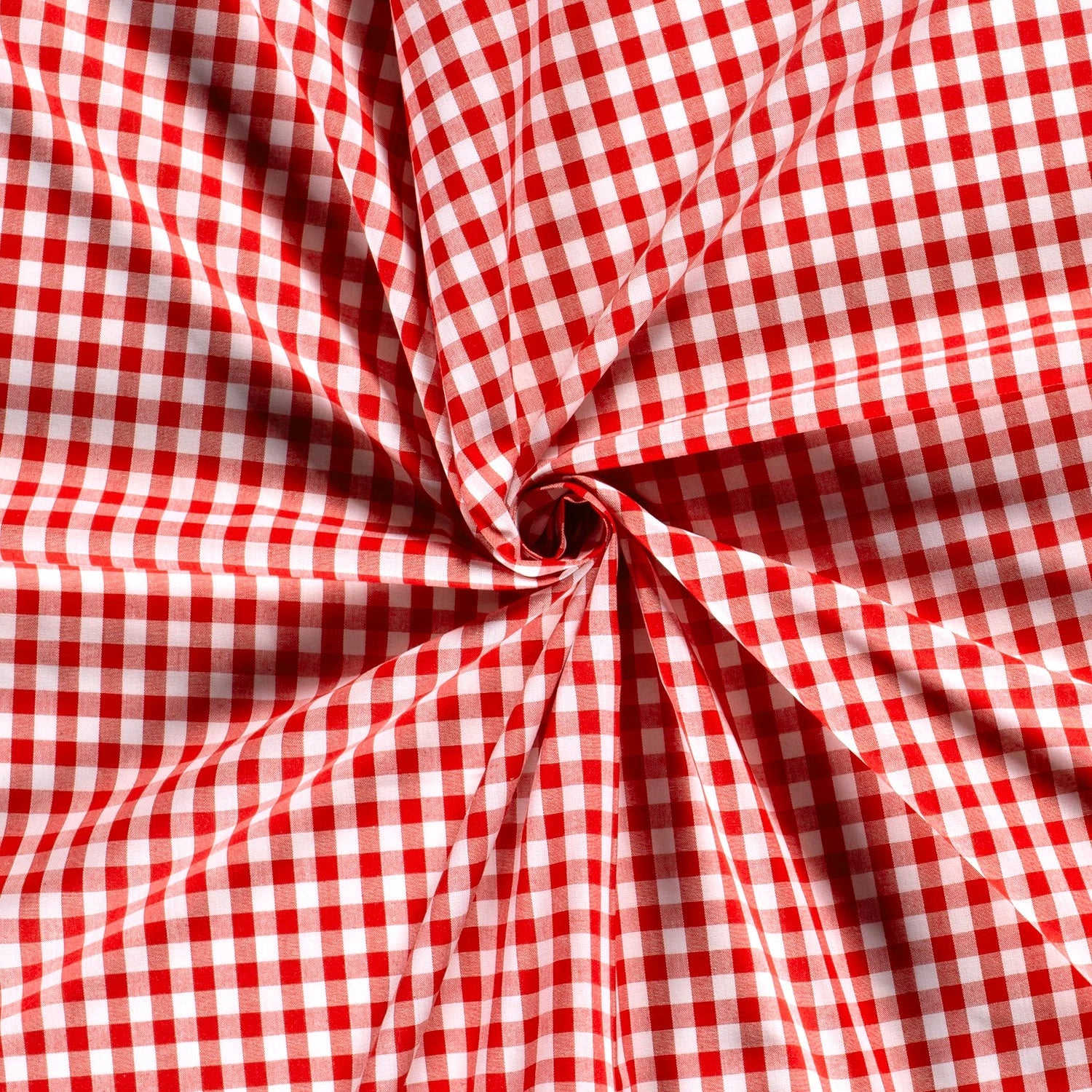 POPELINE DE COTON TISSU FIL TEINT CARREAUX ROUGE - My Little Coupon