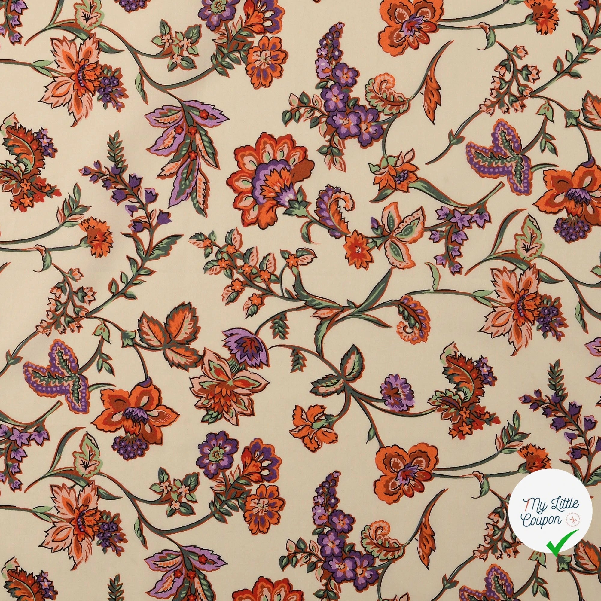 POPELINE DE COTON TISSU IMPRIMÉ NUMÉRIQUE PAISLEY MULTICOLORE 1 - My Little Coupon