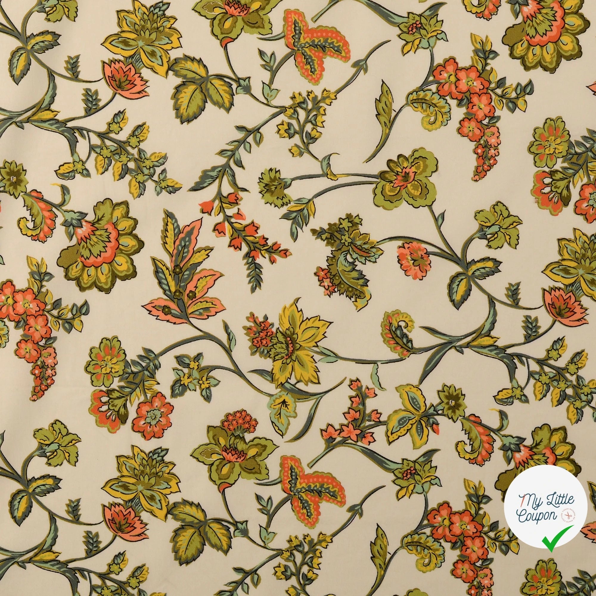 POPELINE DE COTON TISSU IMPRIMÉ NUMÉRIQUE PAISLEY MULTICOLORE 2 - My Little Coupon