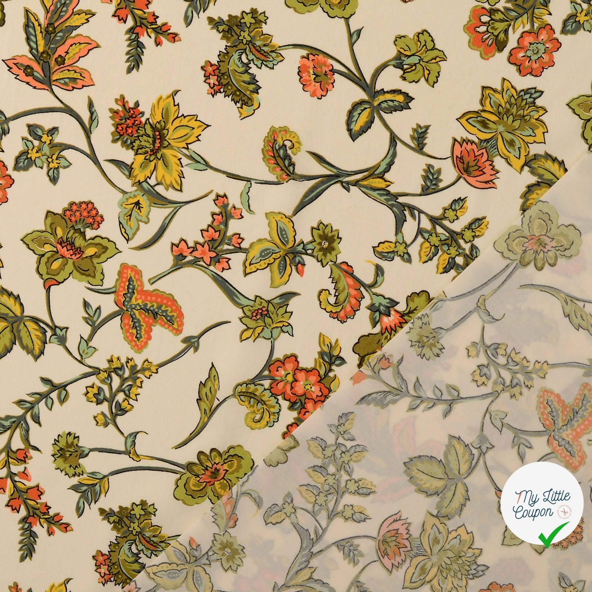 POPELINE DE COTON TISSU IMPRIMÉ NUMÉRIQUE PAISLEY MULTICOLORE 2 - My Little Coupon