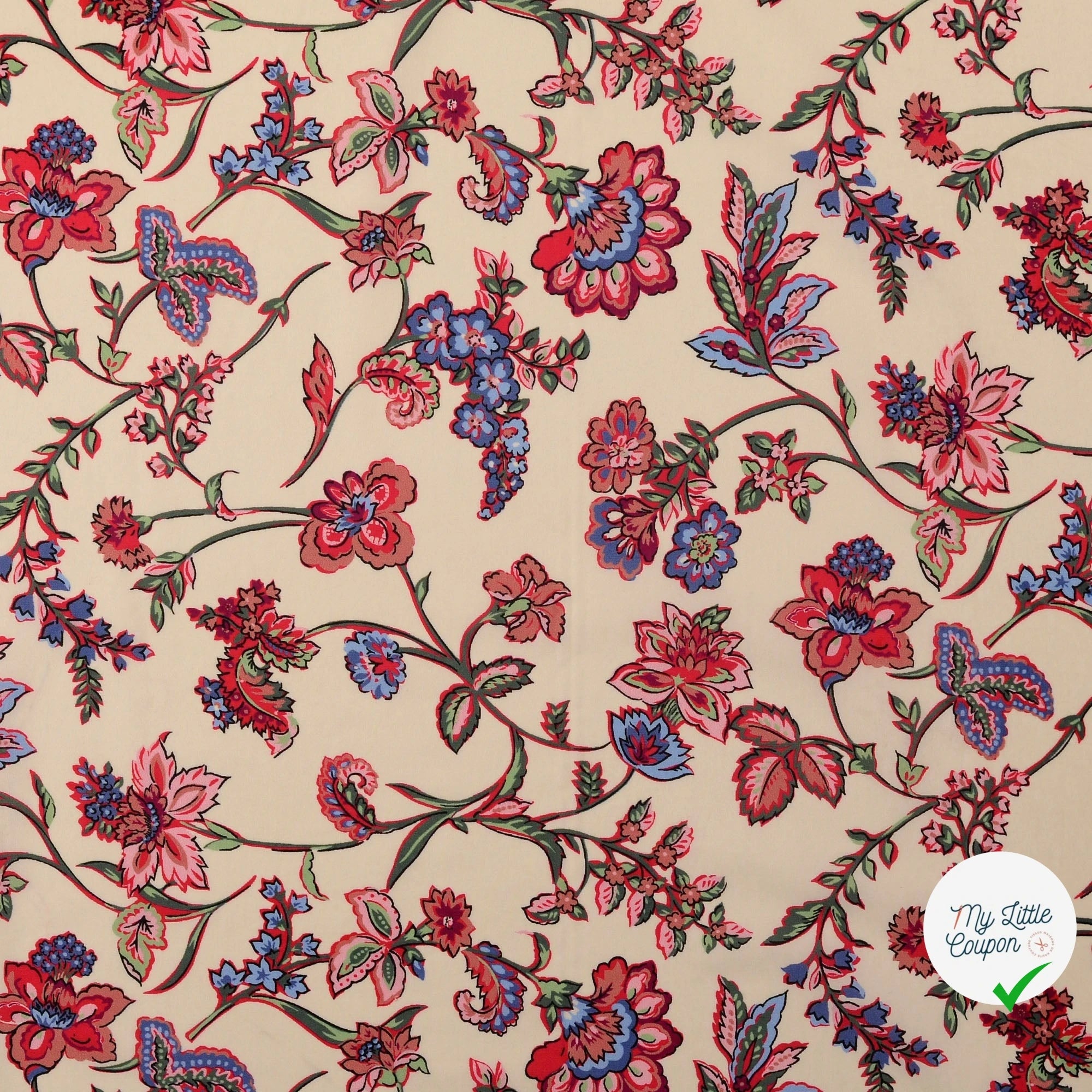 POPELINE DE COTON TISSU IMPRIMÉ NUMÉRIQUE PAISLEY MULTICOLORE 3 - My Little Coupon