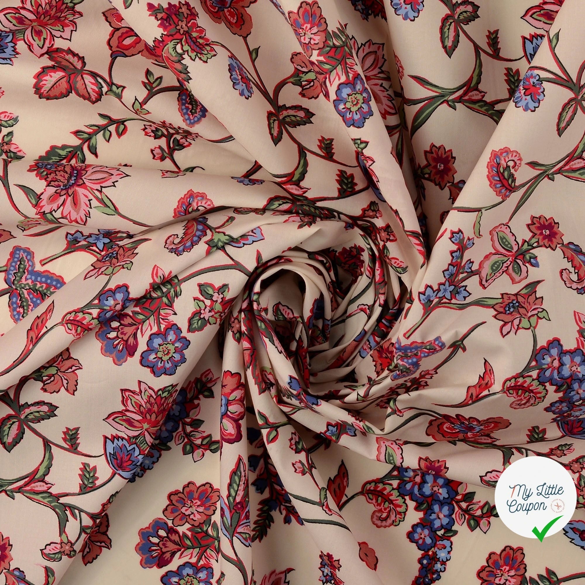 POPELINE DE COTON TISSU IMPRIMÉ NUMÉRIQUE PAISLEY MULTICOLORE 3 - My Little Coupon