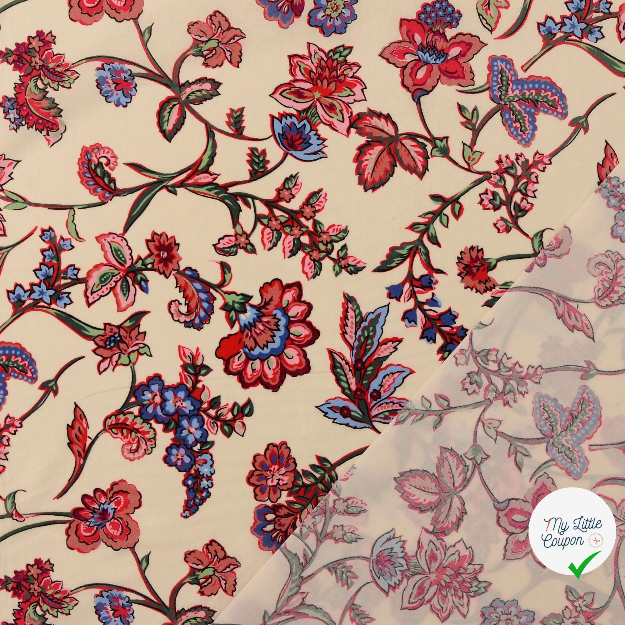 POPELINE DE COTON TISSU IMPRIMÉ NUMÉRIQUE PAISLEY MULTICOLORE 3 - My Little Coupon