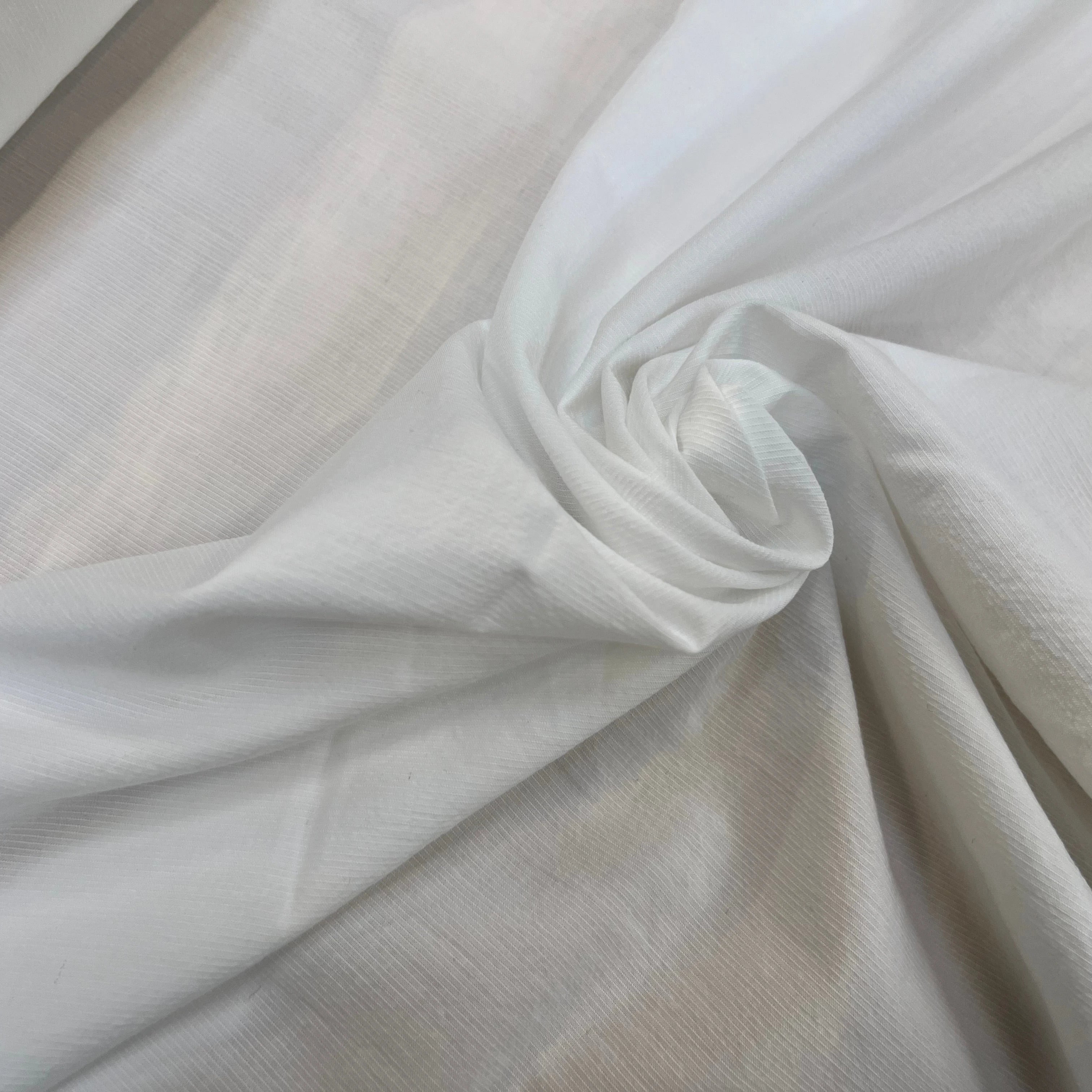 POPELINE DE COTON UNI BLANC FINE RAYURES - My Little Coupon