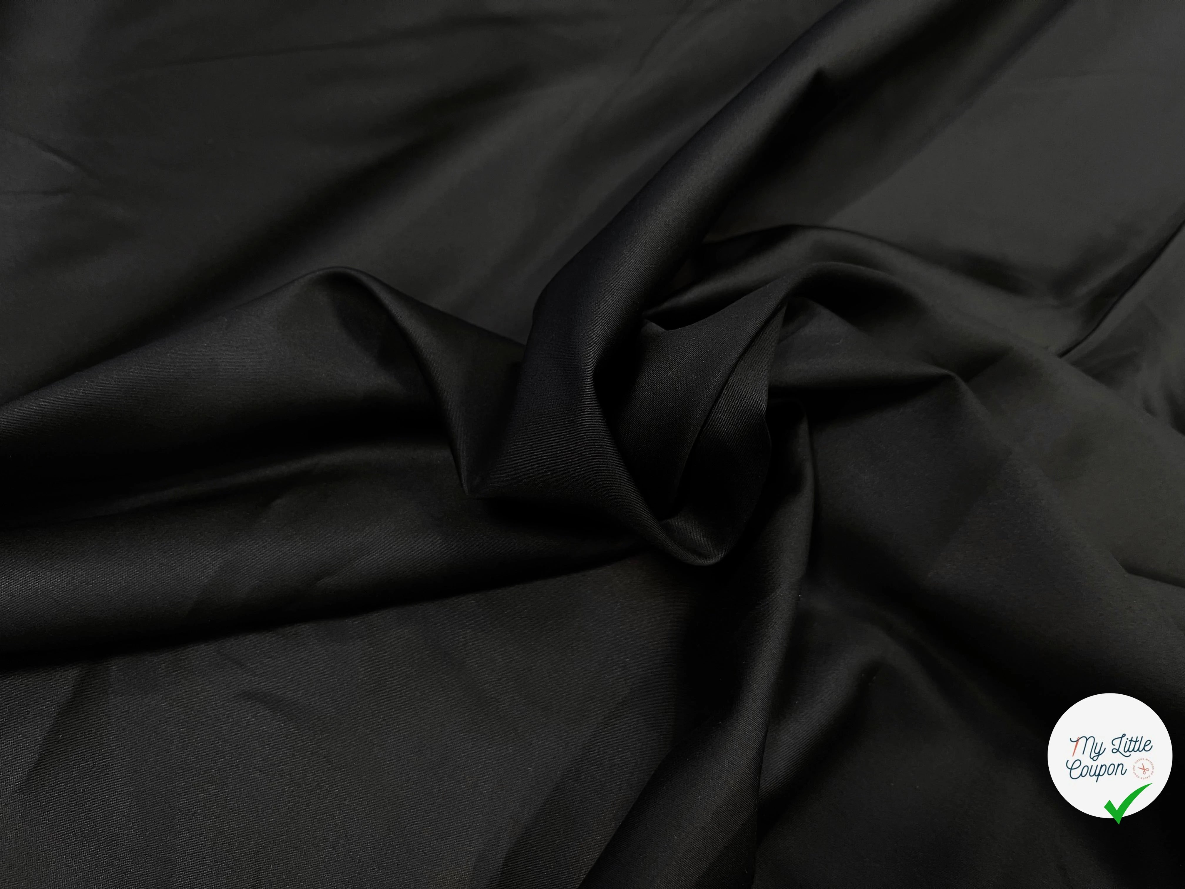 POPELINE DE COTON UNI NOIR FLUIDE SUBLIME 150CM - My Little Coupon