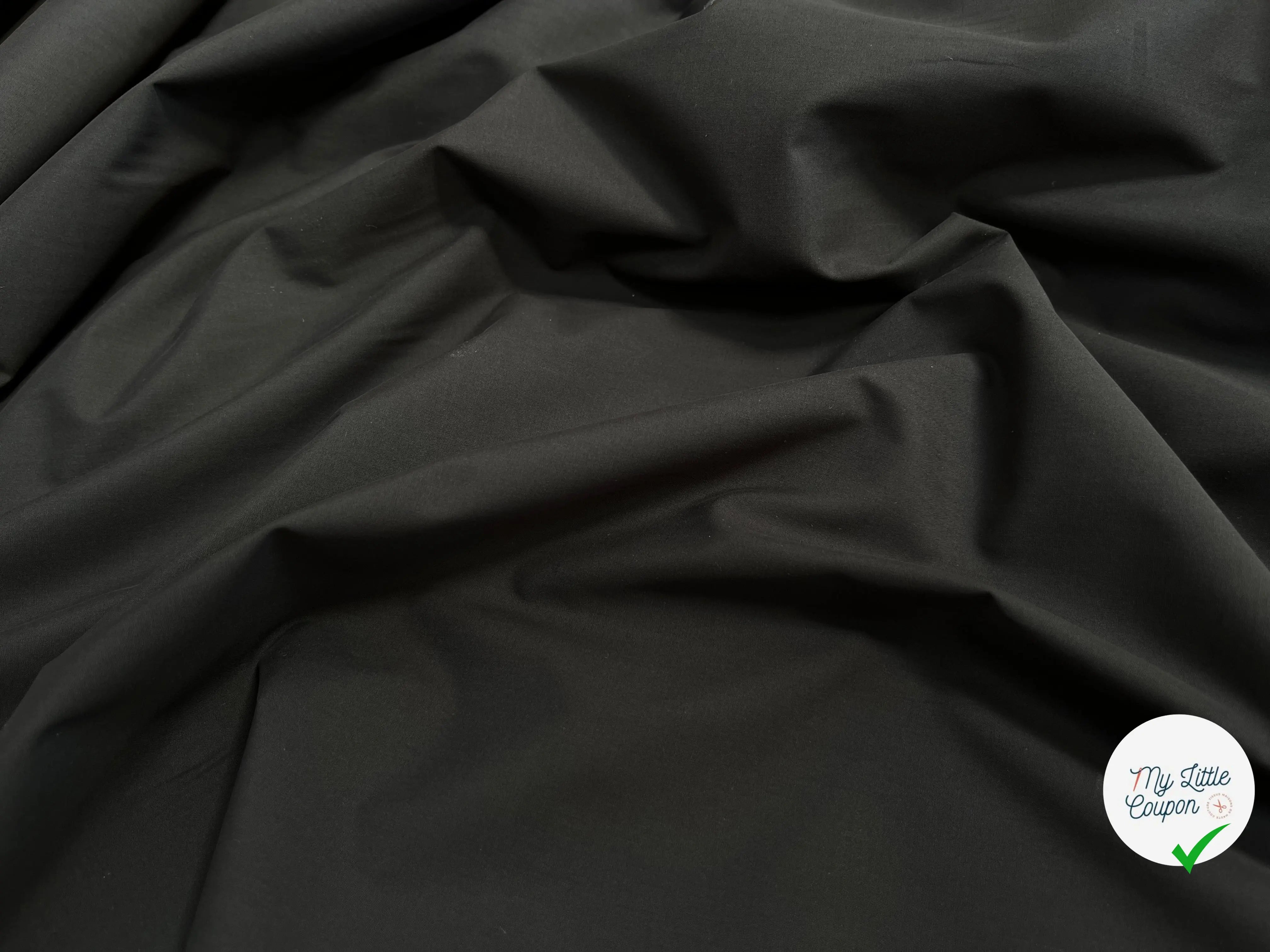 POPELINE DE COTON UNI NOIR - My Little Coupon