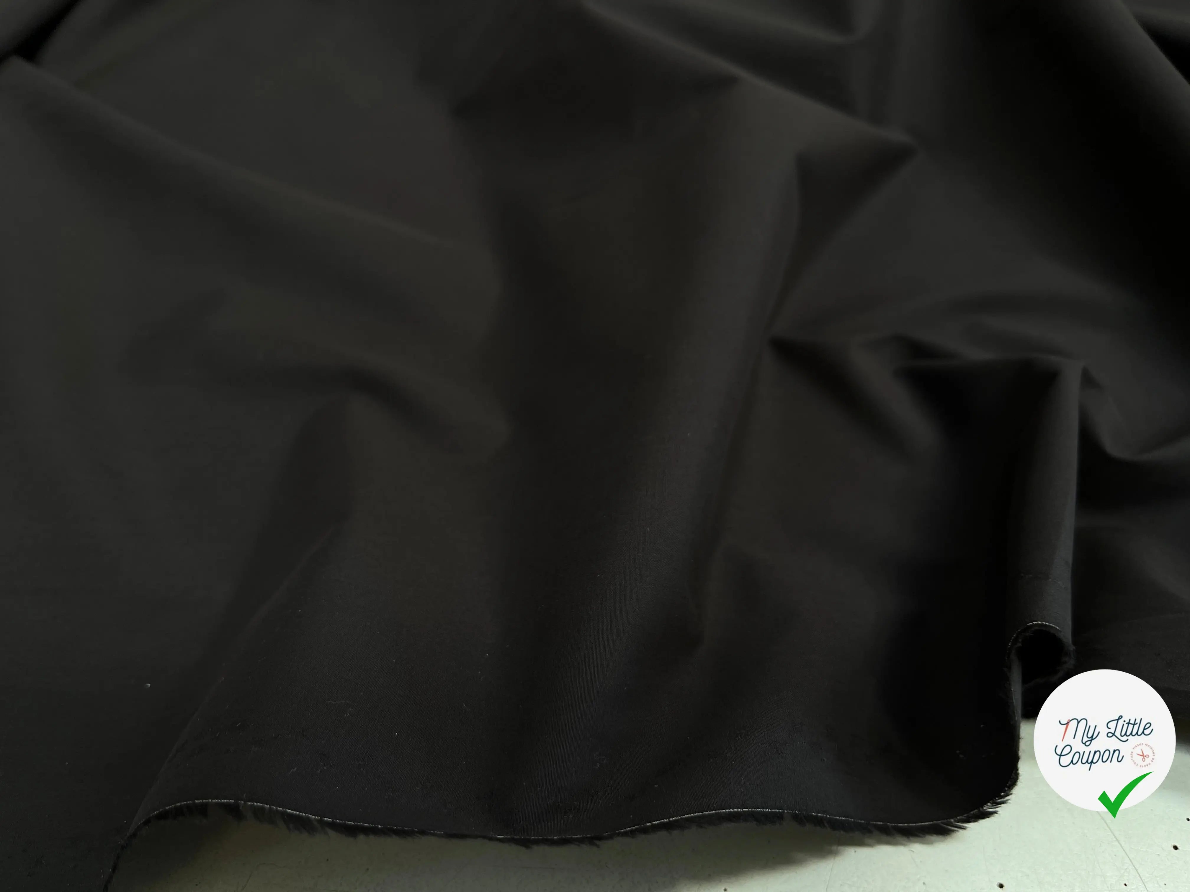 POPELINE DE COTON UNI NOIR - My Little Coupon