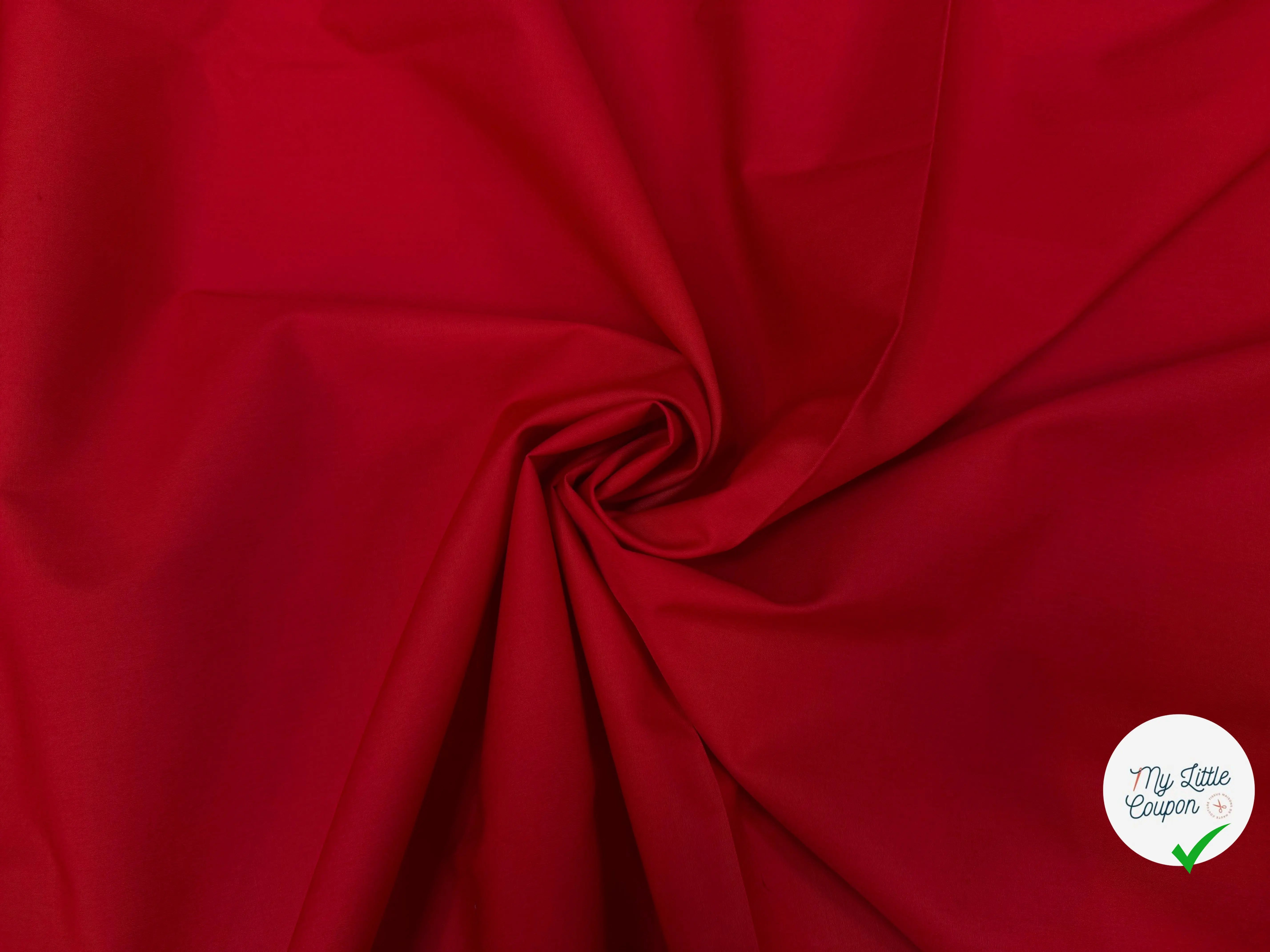 POPELINE DE COTON UNI ROUGE - My Little Coupon