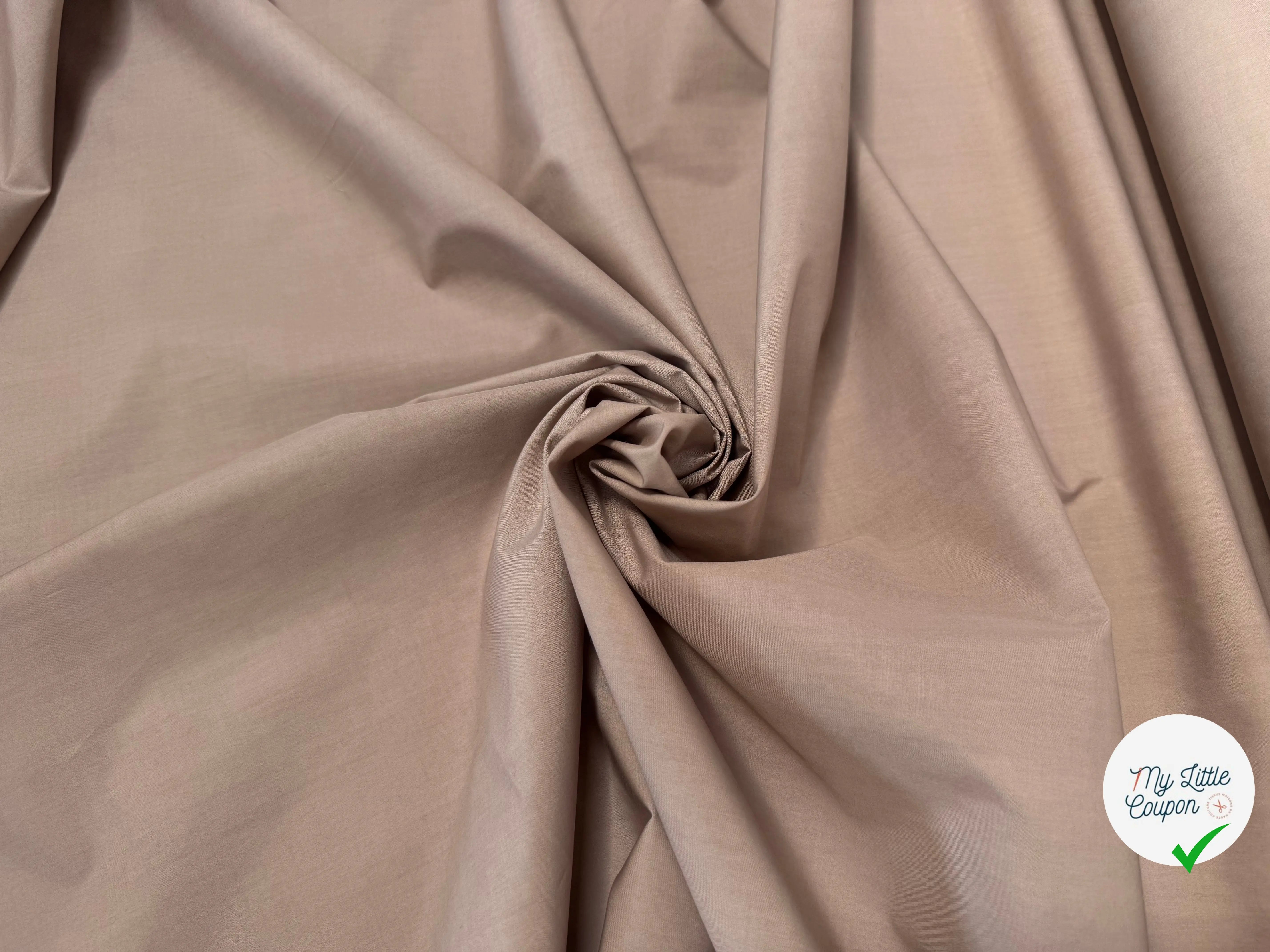 POPELINE DE COTON UNI TAUPE - My Little Coupon