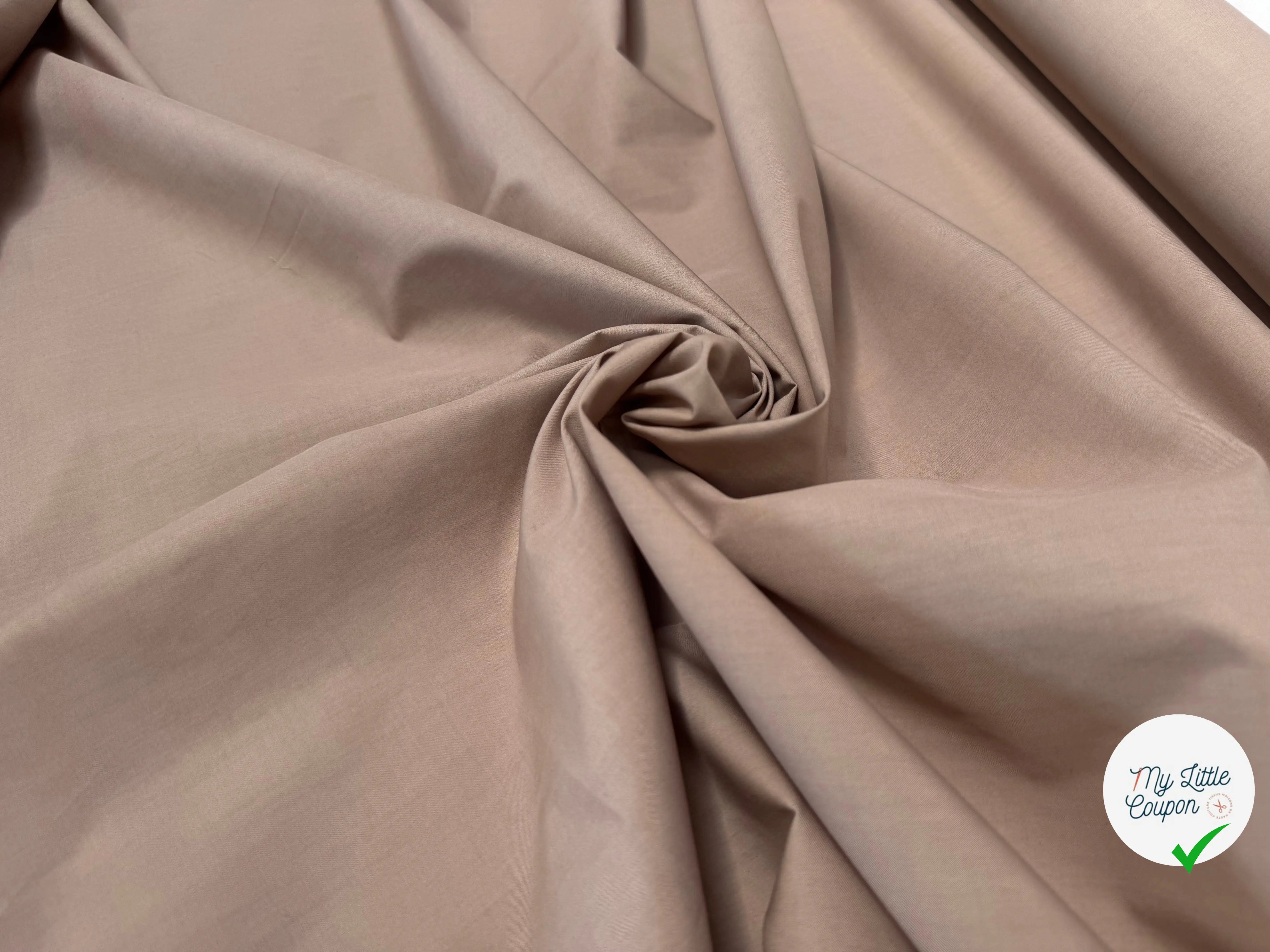 POPELINE DE COTON UNI TAUPE - My Little Coupon