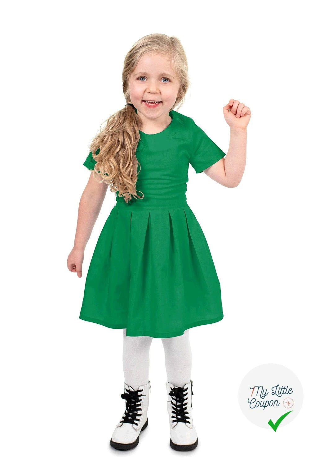 POPELINE DE COTON UNICOLORE VERT FORET - My Little Coupon