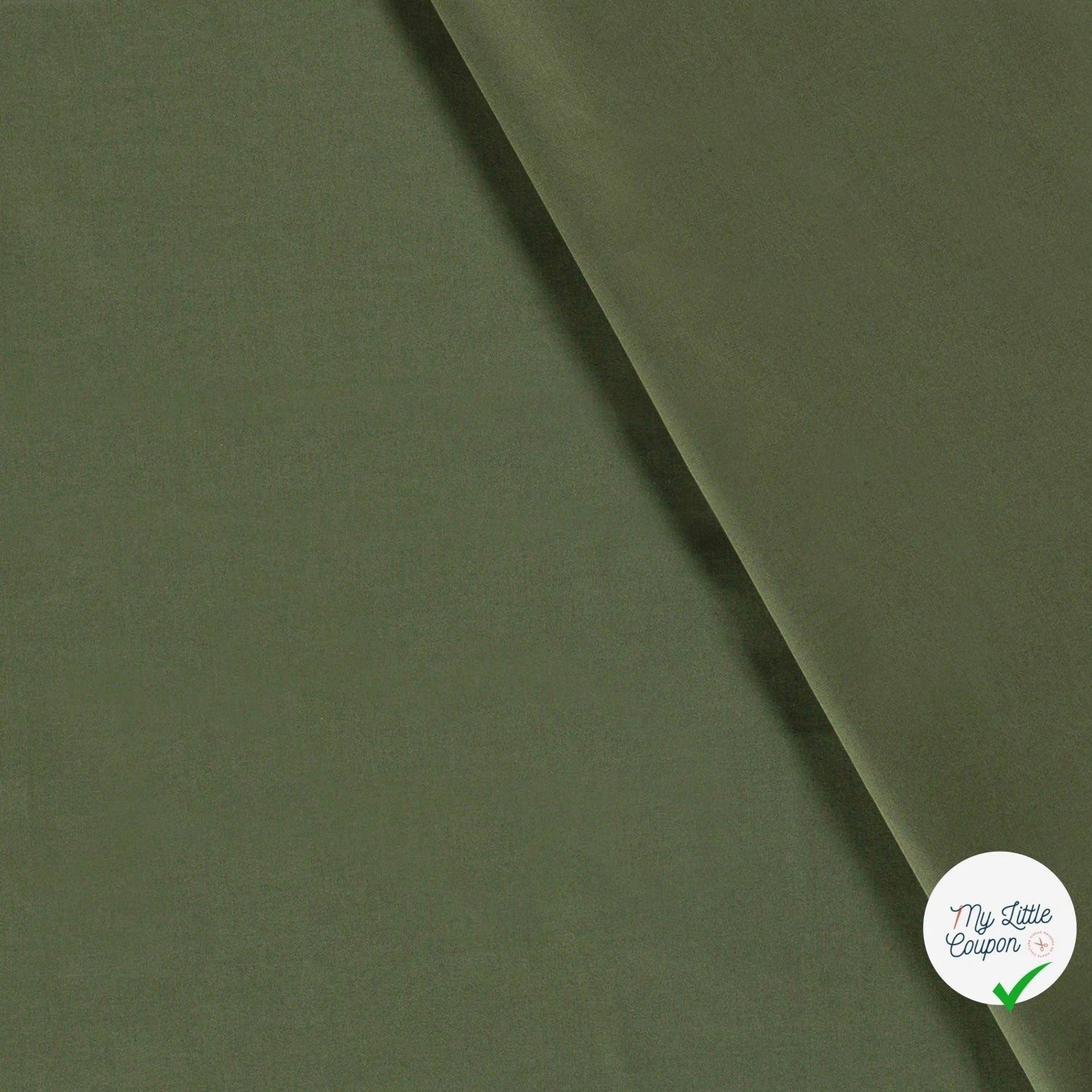 POPELINE DE COTON UNICOLORE VERT KAKI - My Little Coupon