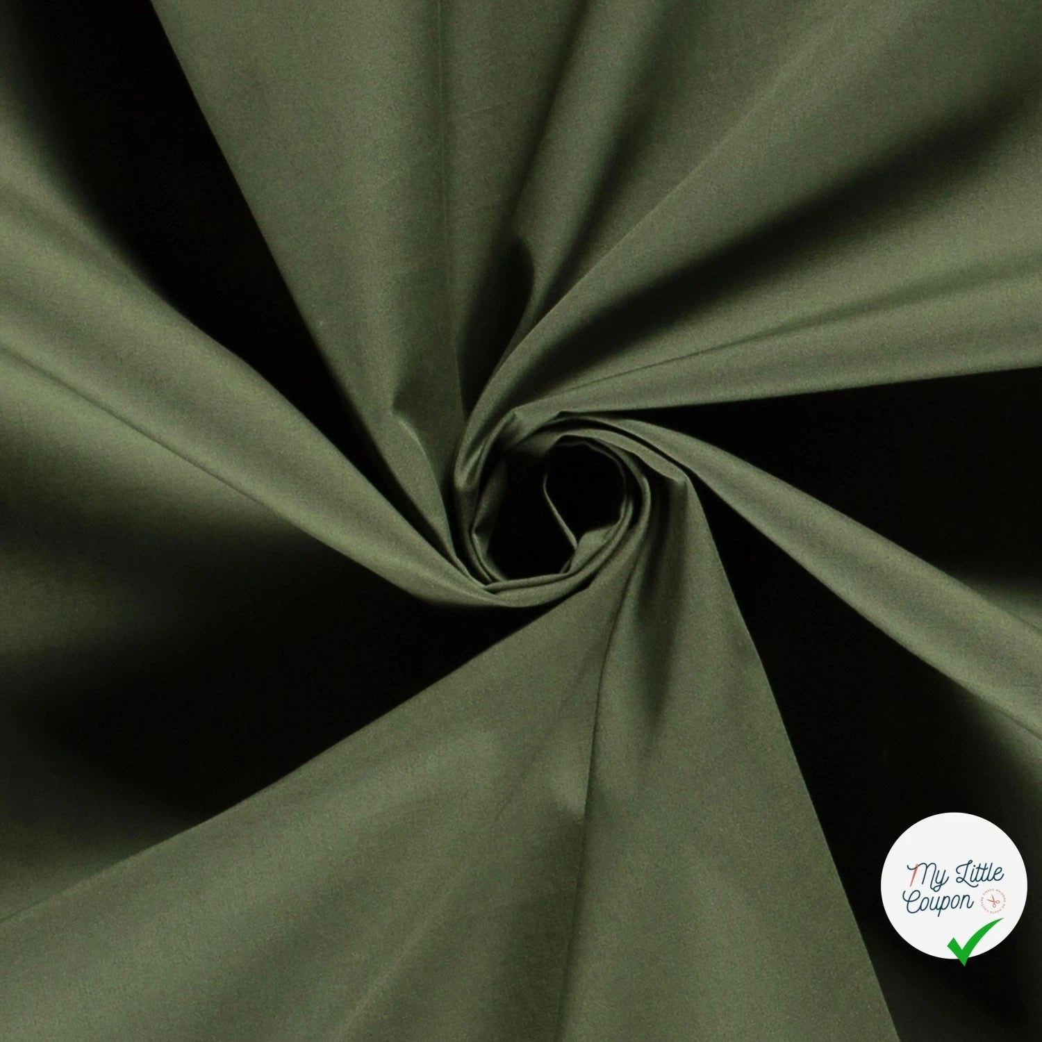 POPELINE DE COTON UNICOLORE VERT KAKI - My Little Coupon