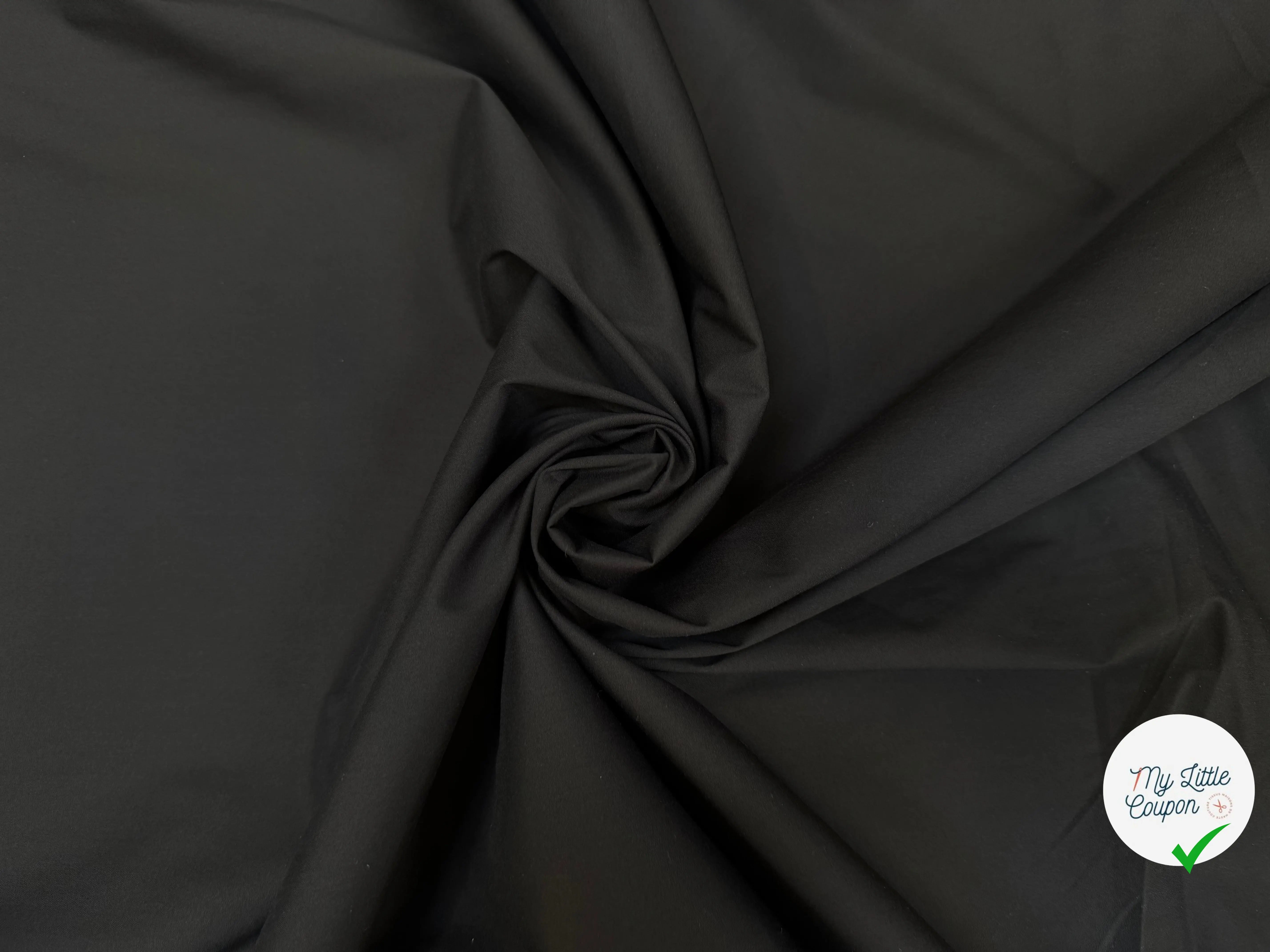 POPELINE DE COTON UNIE NOIRE - My Little Coupon