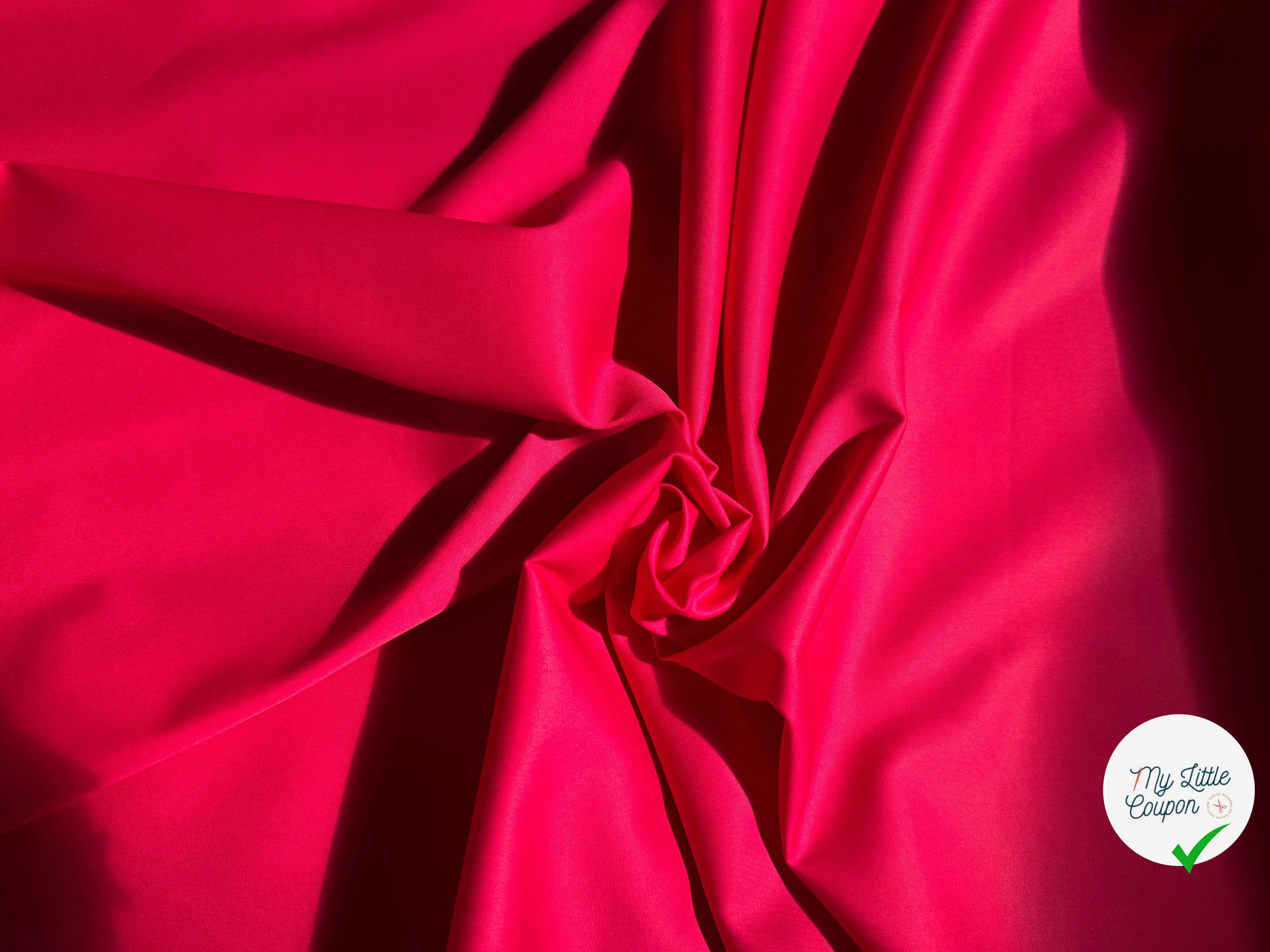 POPELINE DE COTON UNIE ROSE FUSHIA - My Little Coupon