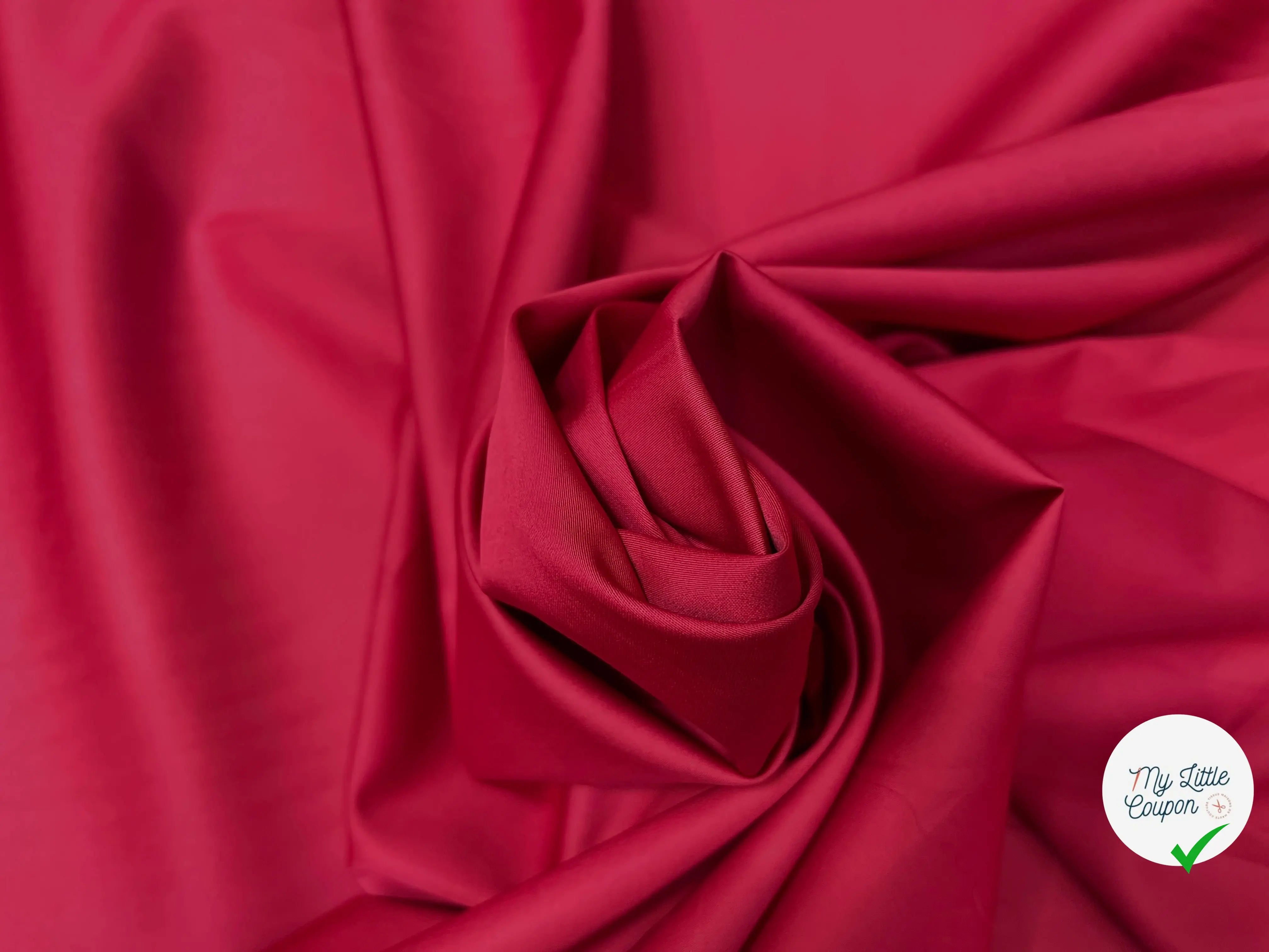 POPELINE DE COTON UNIE ROUGE CERISE ROSÉ - My Little Coupon