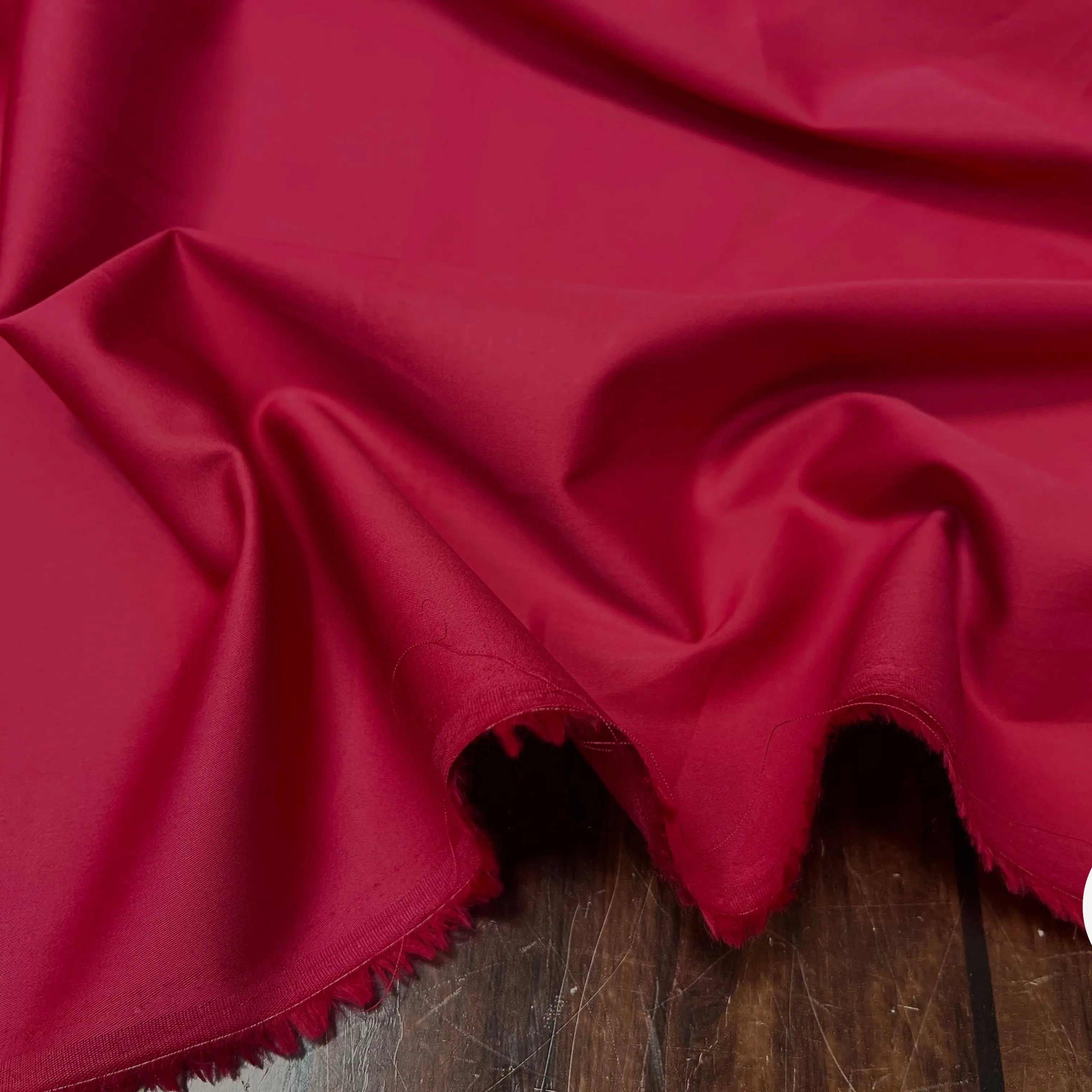 POPELINE DE COTON UNIE ROUGE CERISE ROSÉ - My Little Coupon