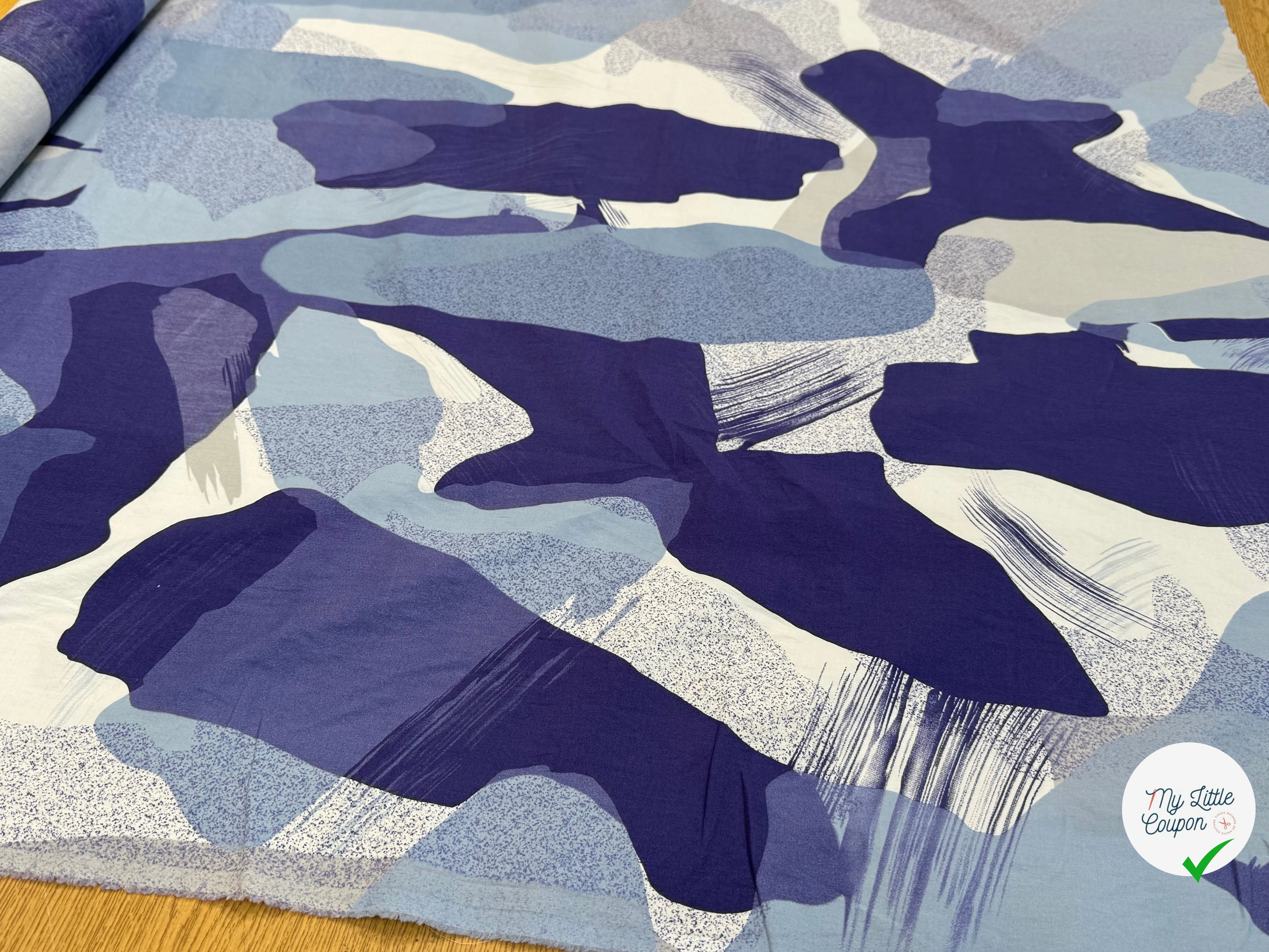 POPELINE DE COTON VAGUE D'OCÉAN - My Little Coupon