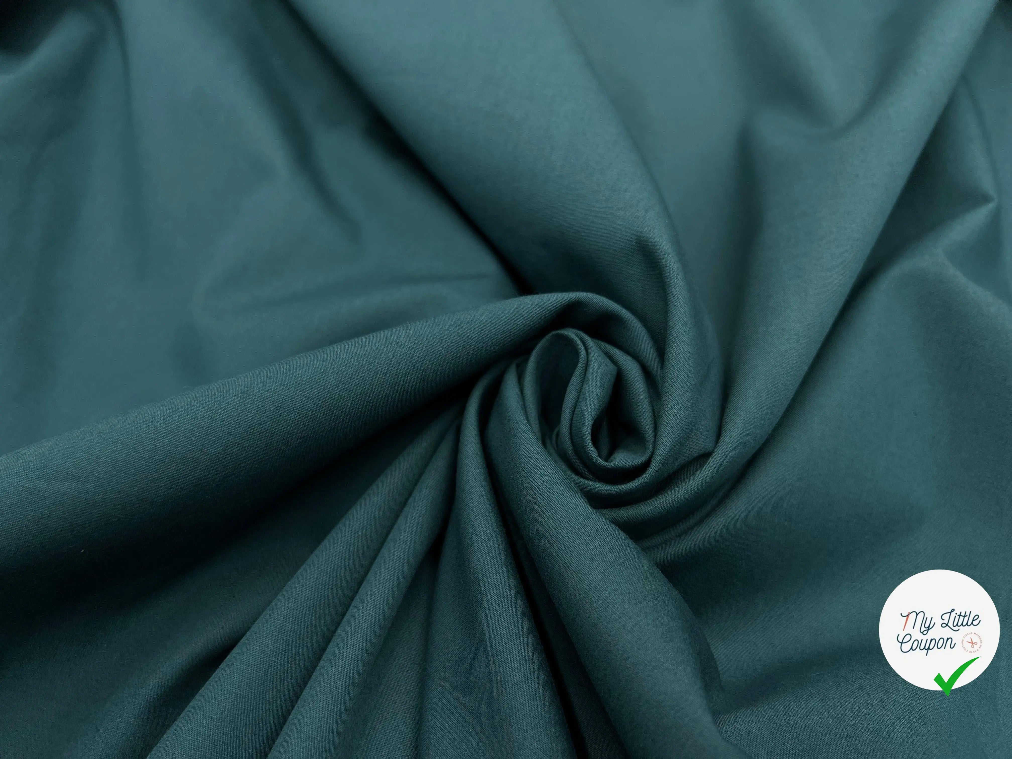 POPELINE DE COTON VERT COPENHAGUE - coupon de tissu de 1 mètre 90 - My Little Coupon - tissu - coudre