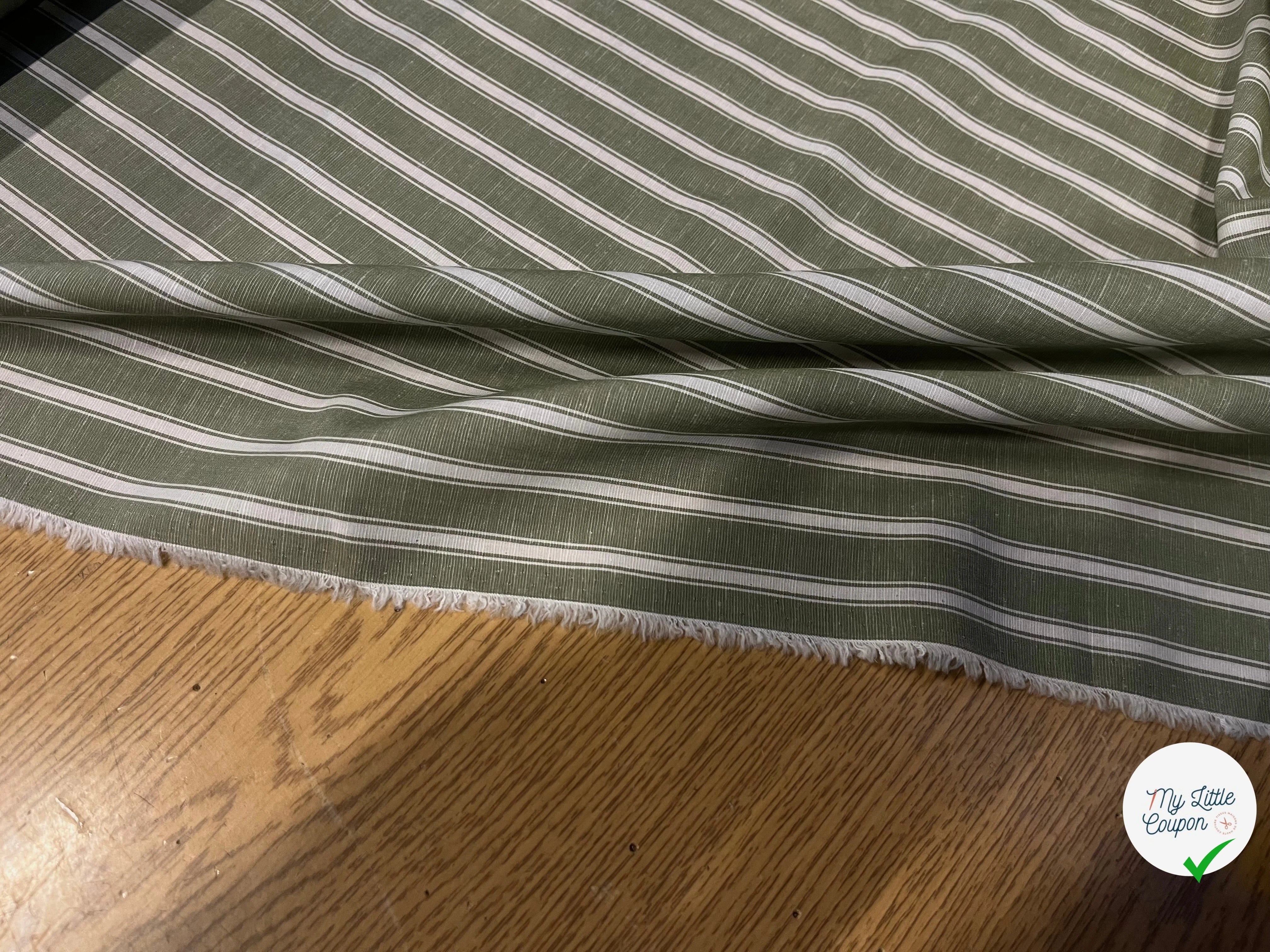 RIBBON DI COTONE VERDE A STRISCE BIANCHE PARALLELE ALL'ORLO - My Little Coupon