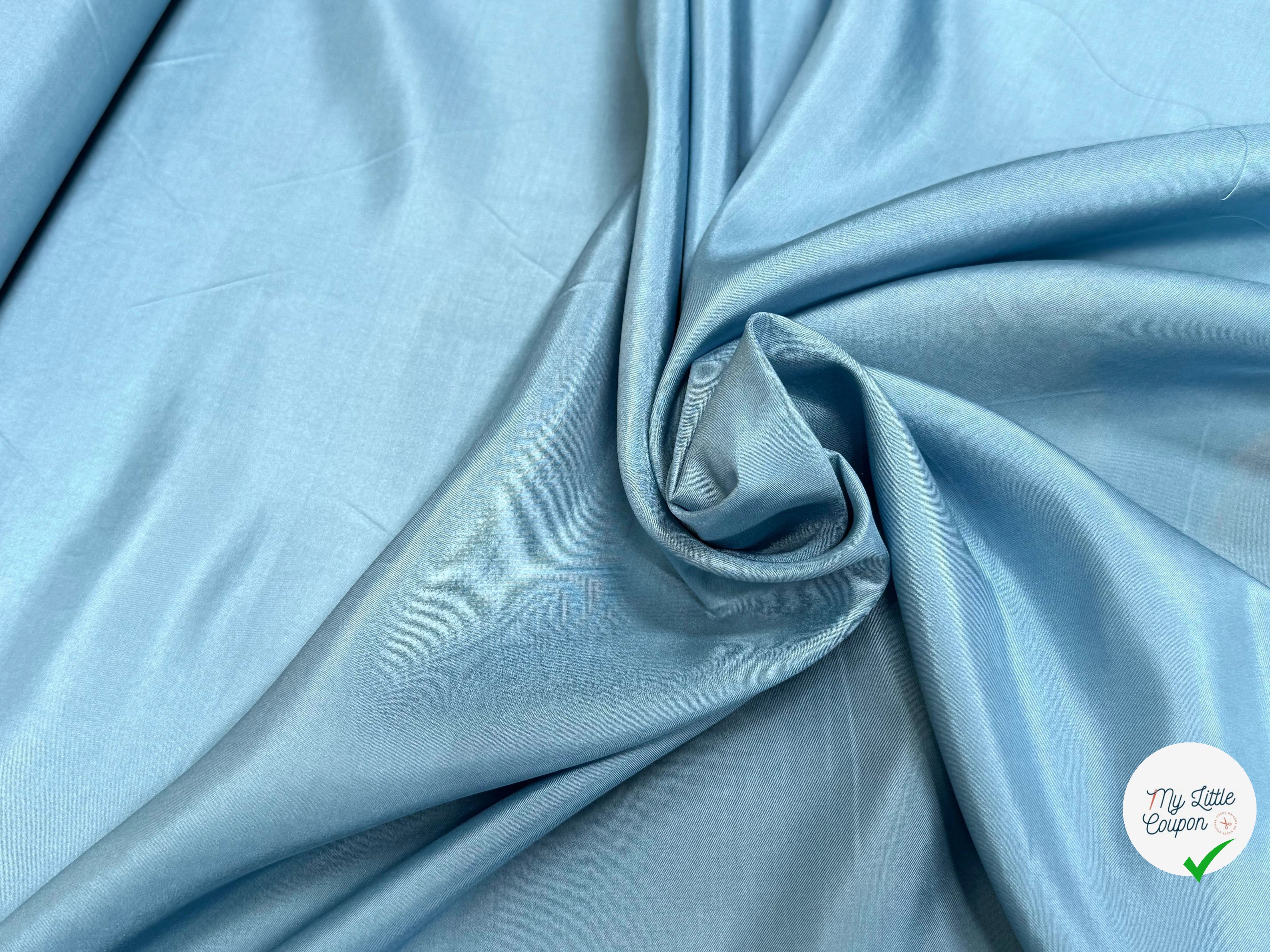 POPELINE DE SOIE ICE BLUE FLUIE 100% SOIE - My Little Coupon