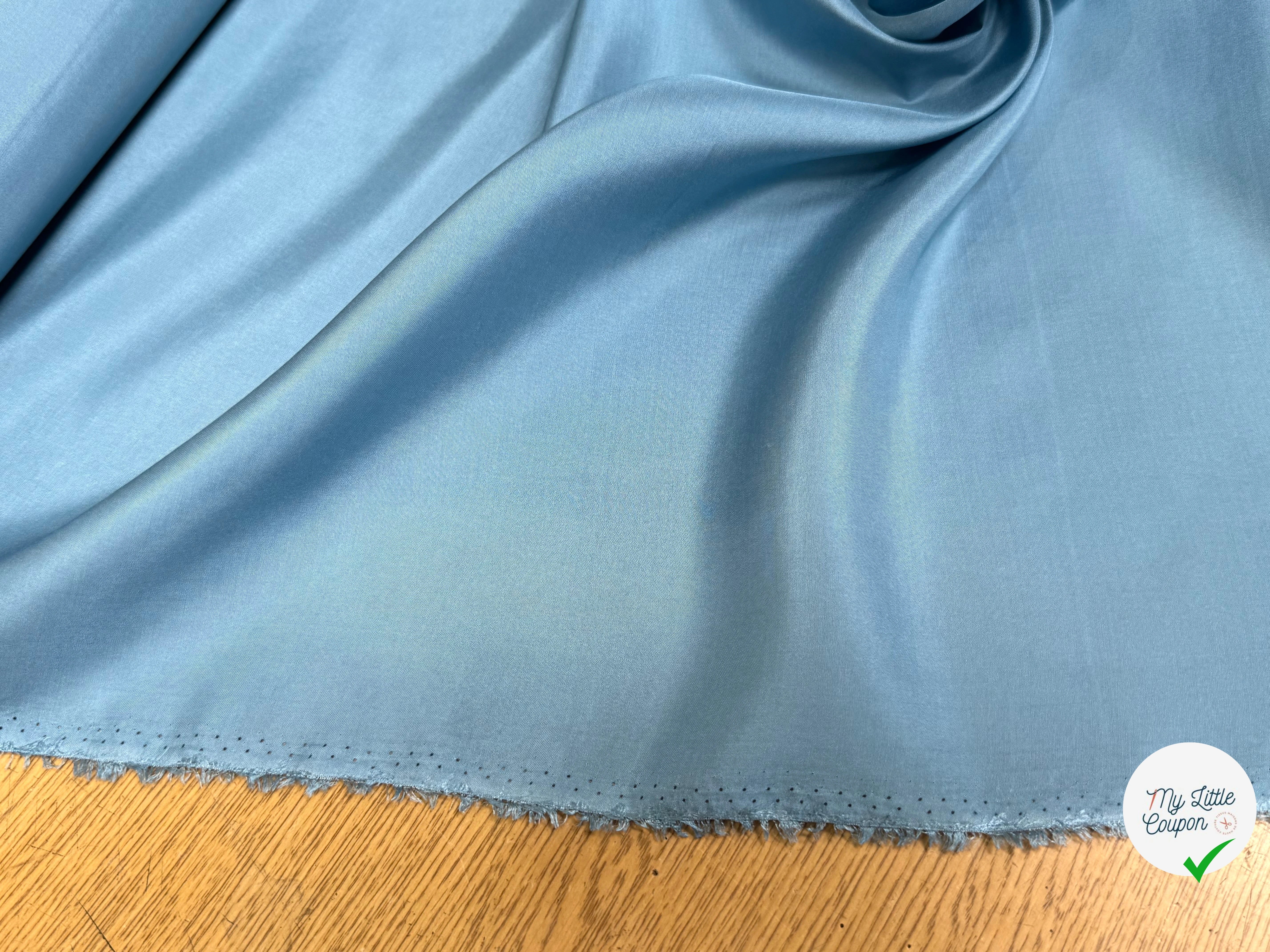 POPELINE DE SOIE ICE BLUE FLUIE 100% SOIE - My Little Coupon