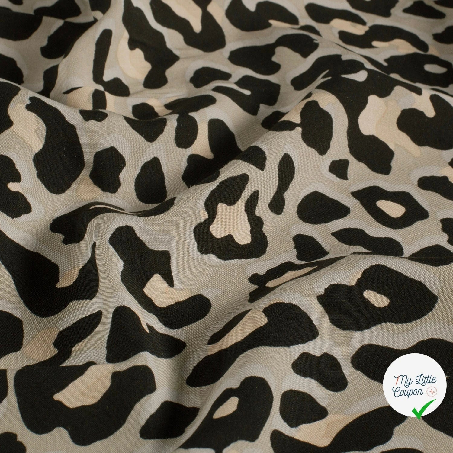 POPELINE DE VISCOSE FLEURS BEIGE - My Little Coupon