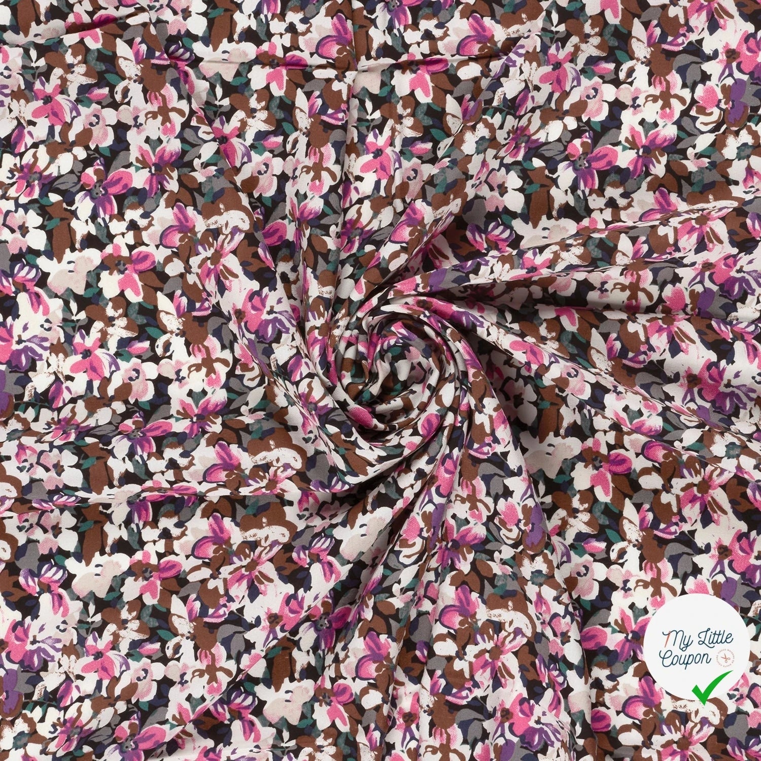 Popeline de viscose fleurs fuchsia